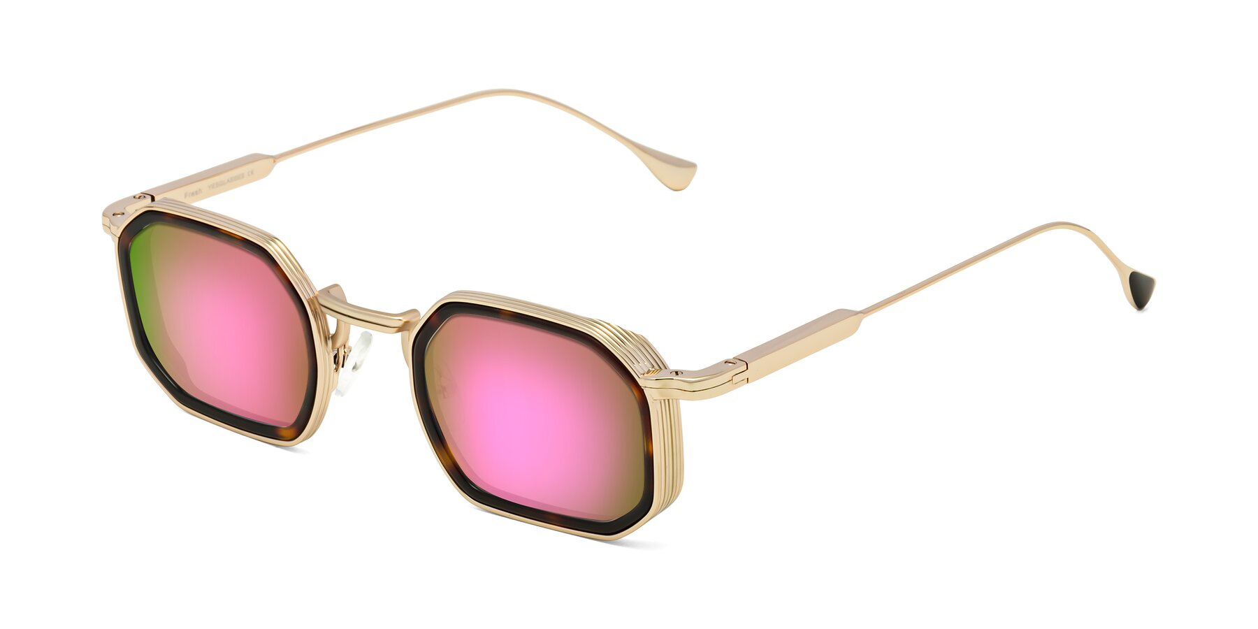 Angle of Fresh in Tortoise-Gold with Pink Mirrored Lenses