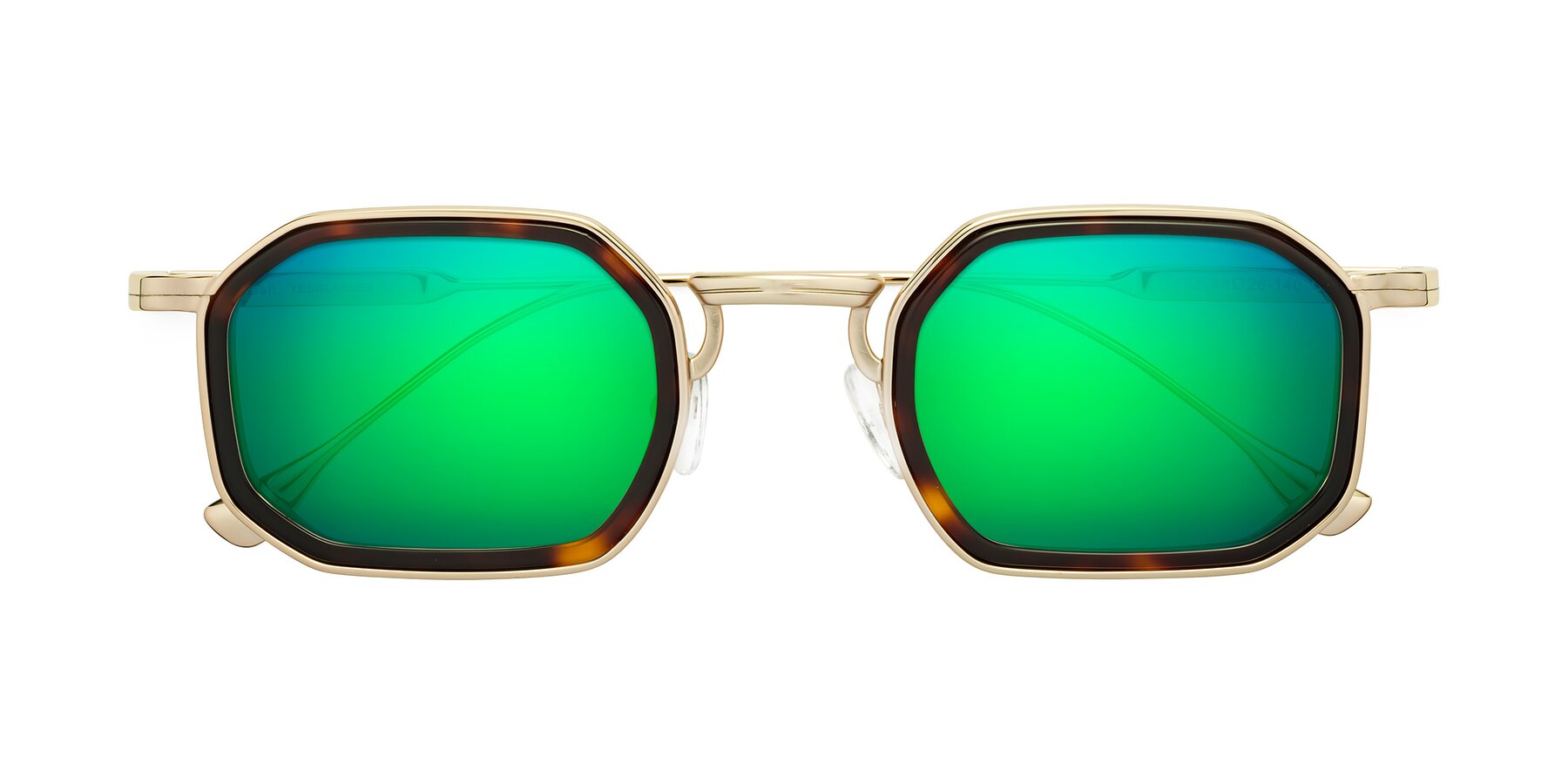 Folded Front of Fresh in Tortoise-Gold with Green Mirrored Lenses