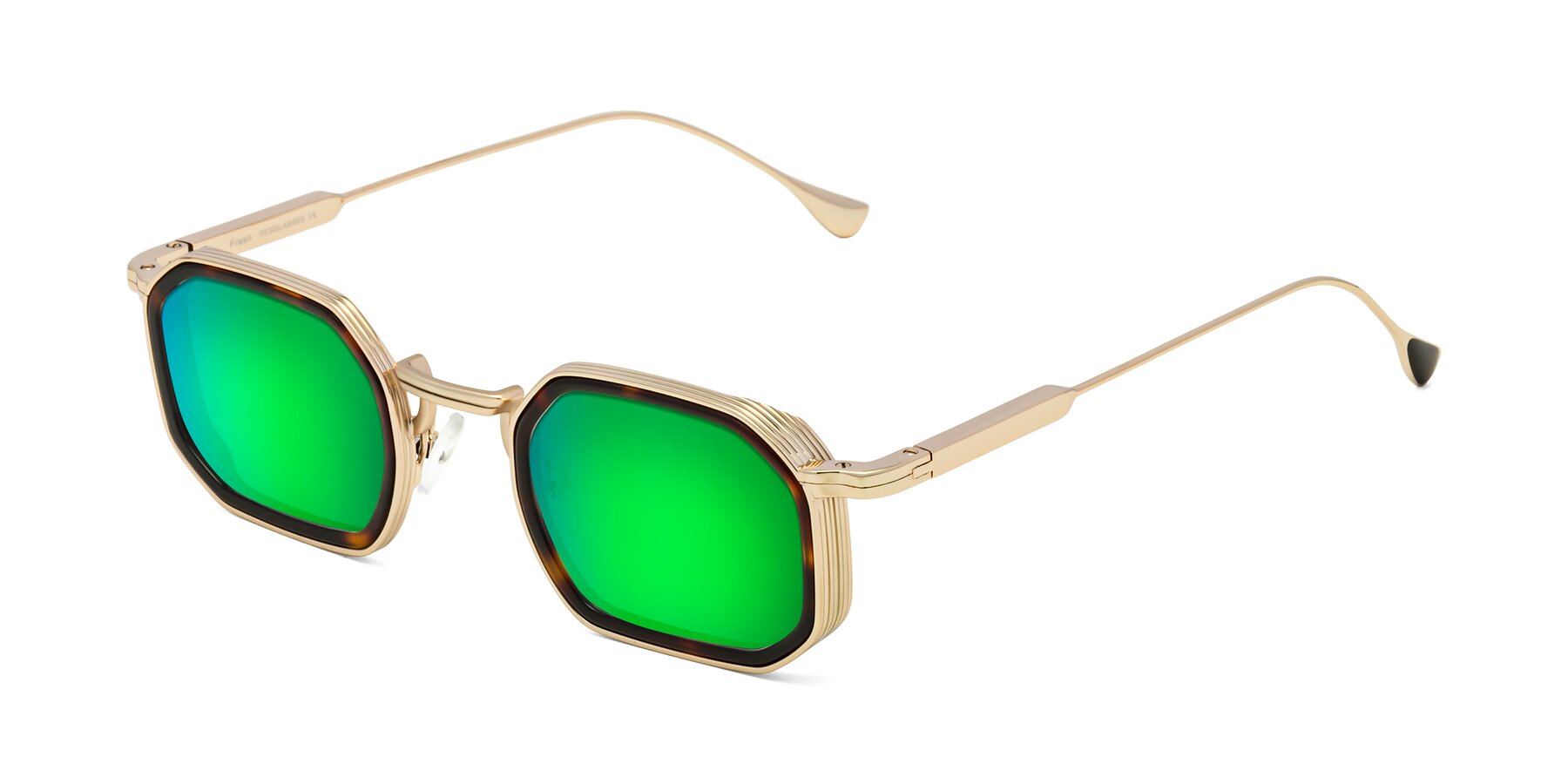 Angle of Fresh in Tortoise-Gold with Green Mirrored Lenses