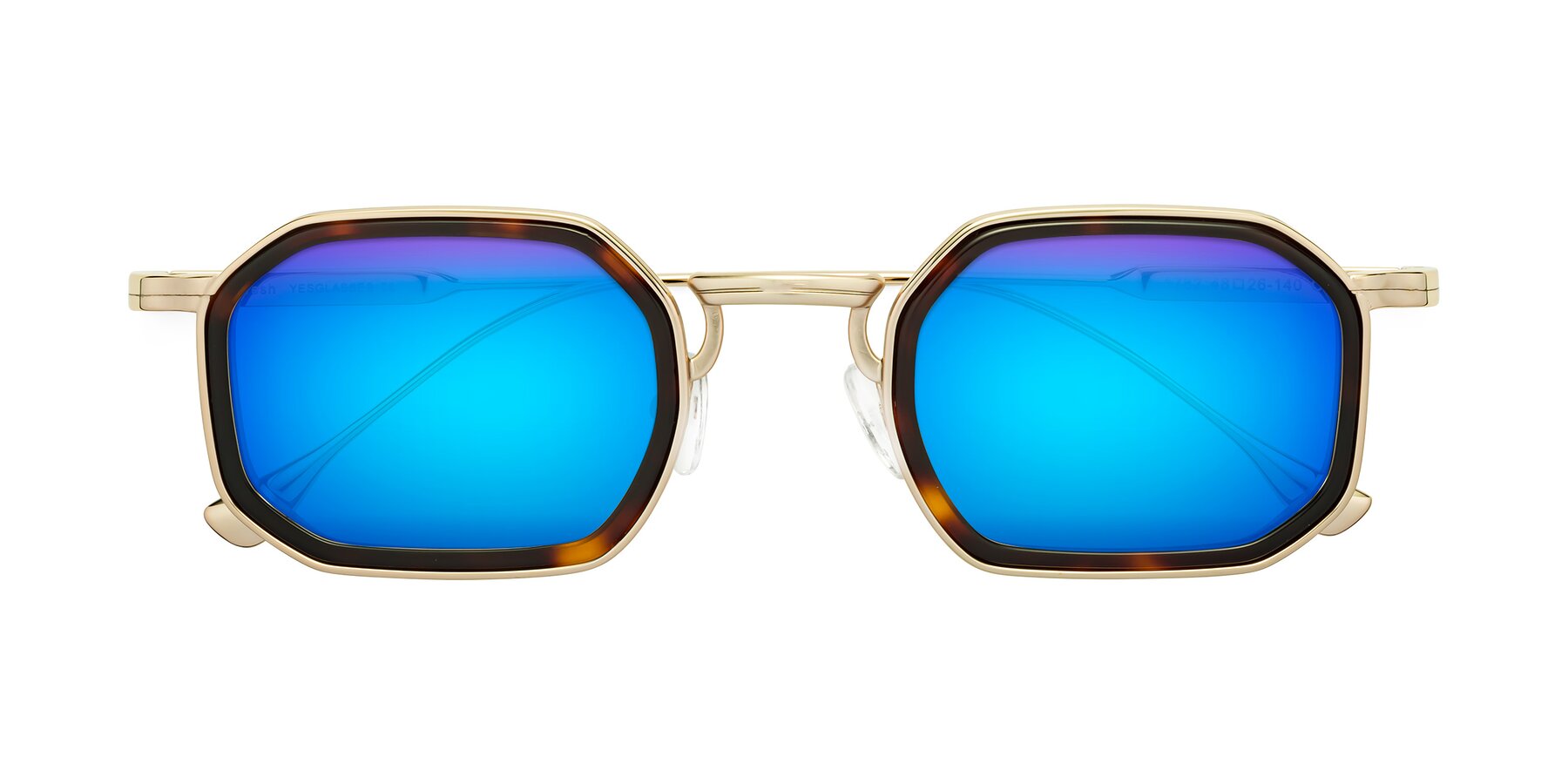 Folded Front of Fresh in Tortoise-Gold with Blue Mirrored Lenses