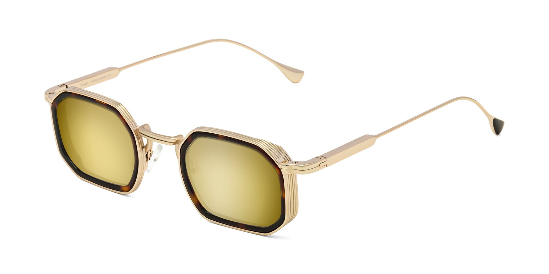 Angle of Fresh in Tortoise-Gold with Gold Mirrored Lenses