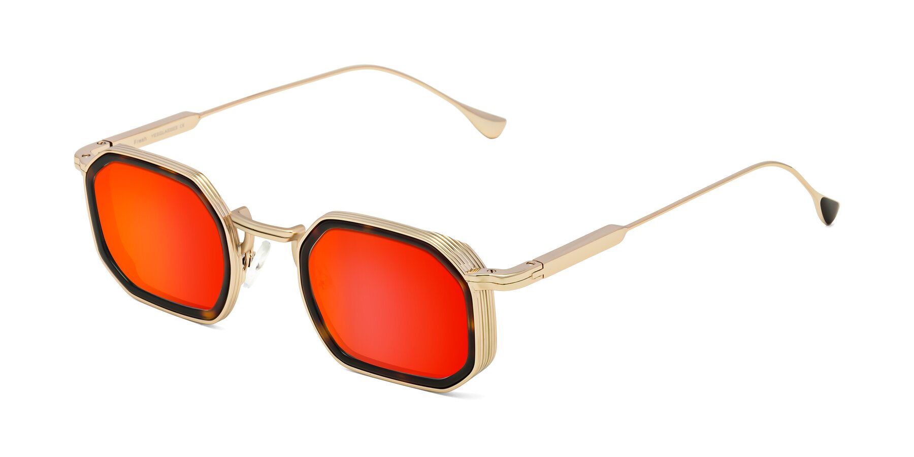 Angle of Fresh in Tortoise-Gold with Red Gold Mirrored Lenses