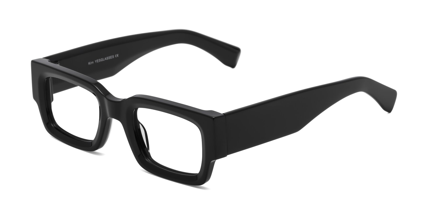 Angle of Kirn in Black with Clear Eyeglass Lenses