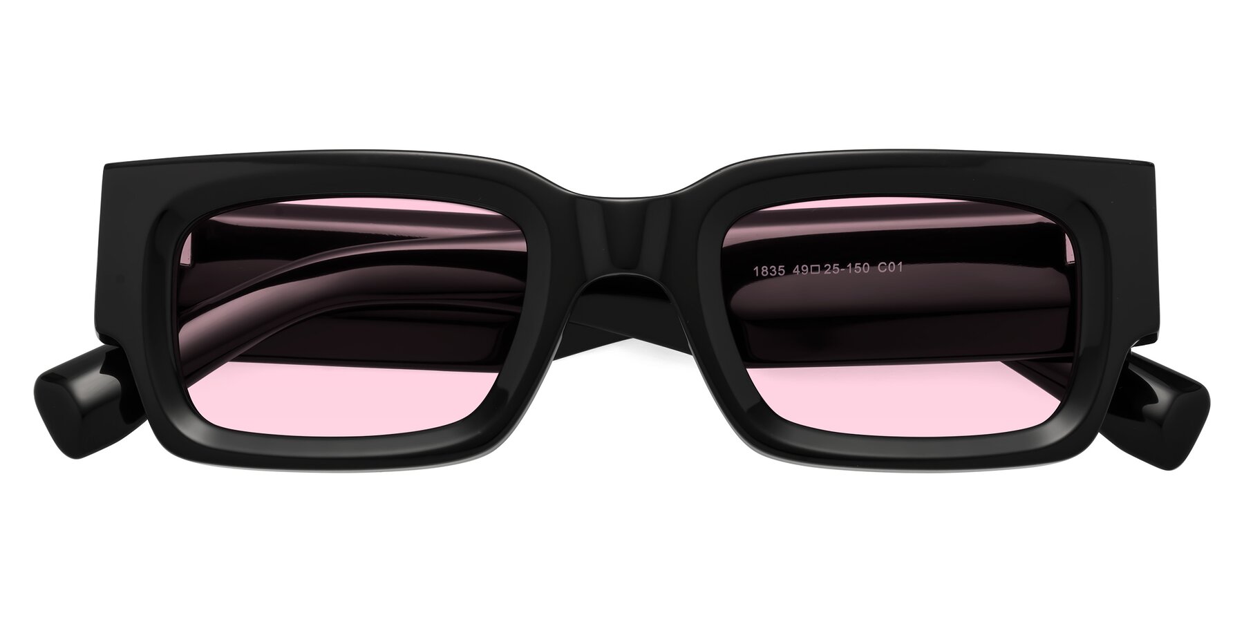 Folded Front of Kirn in Black with Light Pink Tinted Lenses