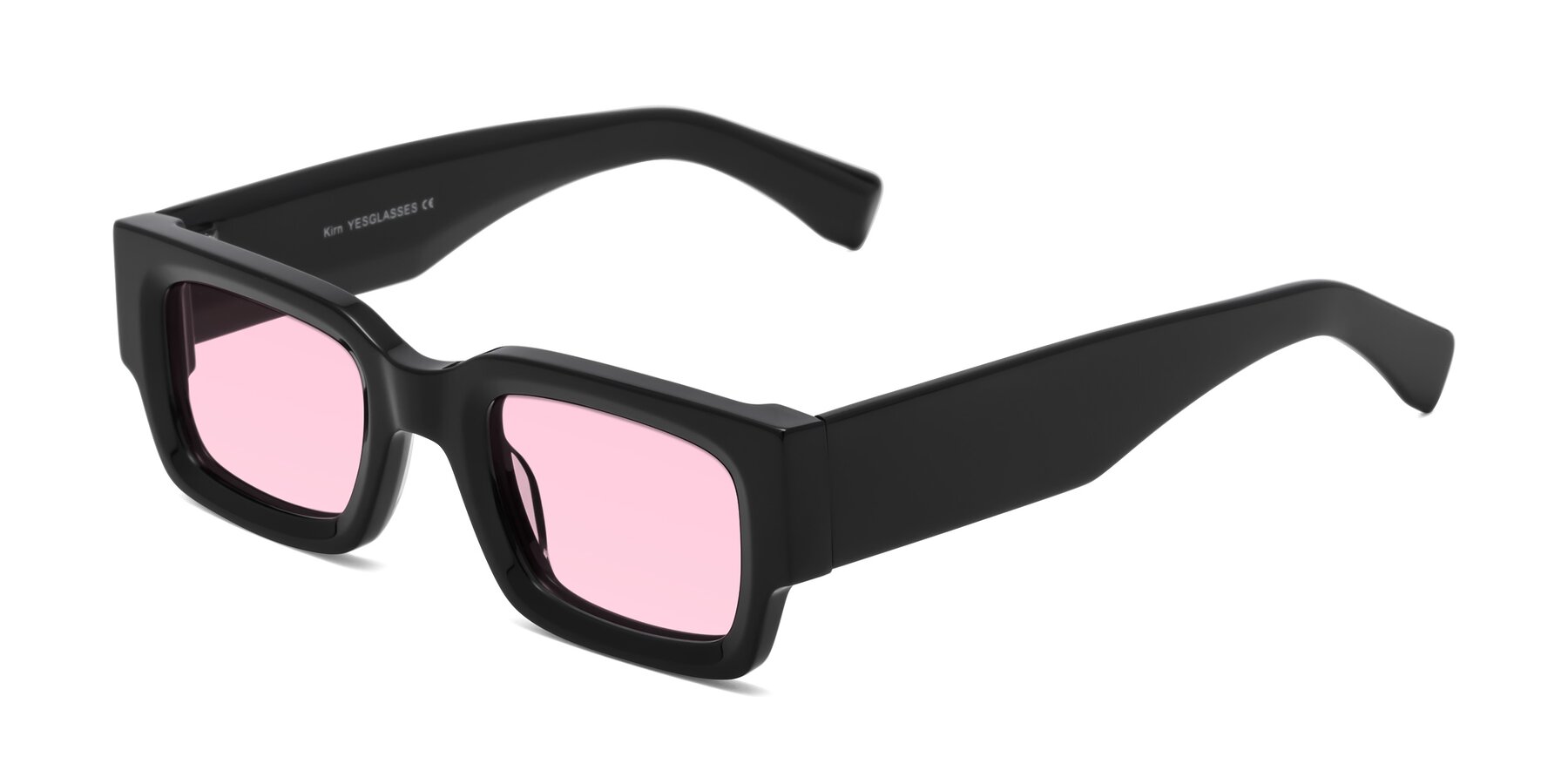Angle of Kirn in Black with Light Pink Tinted Lenses