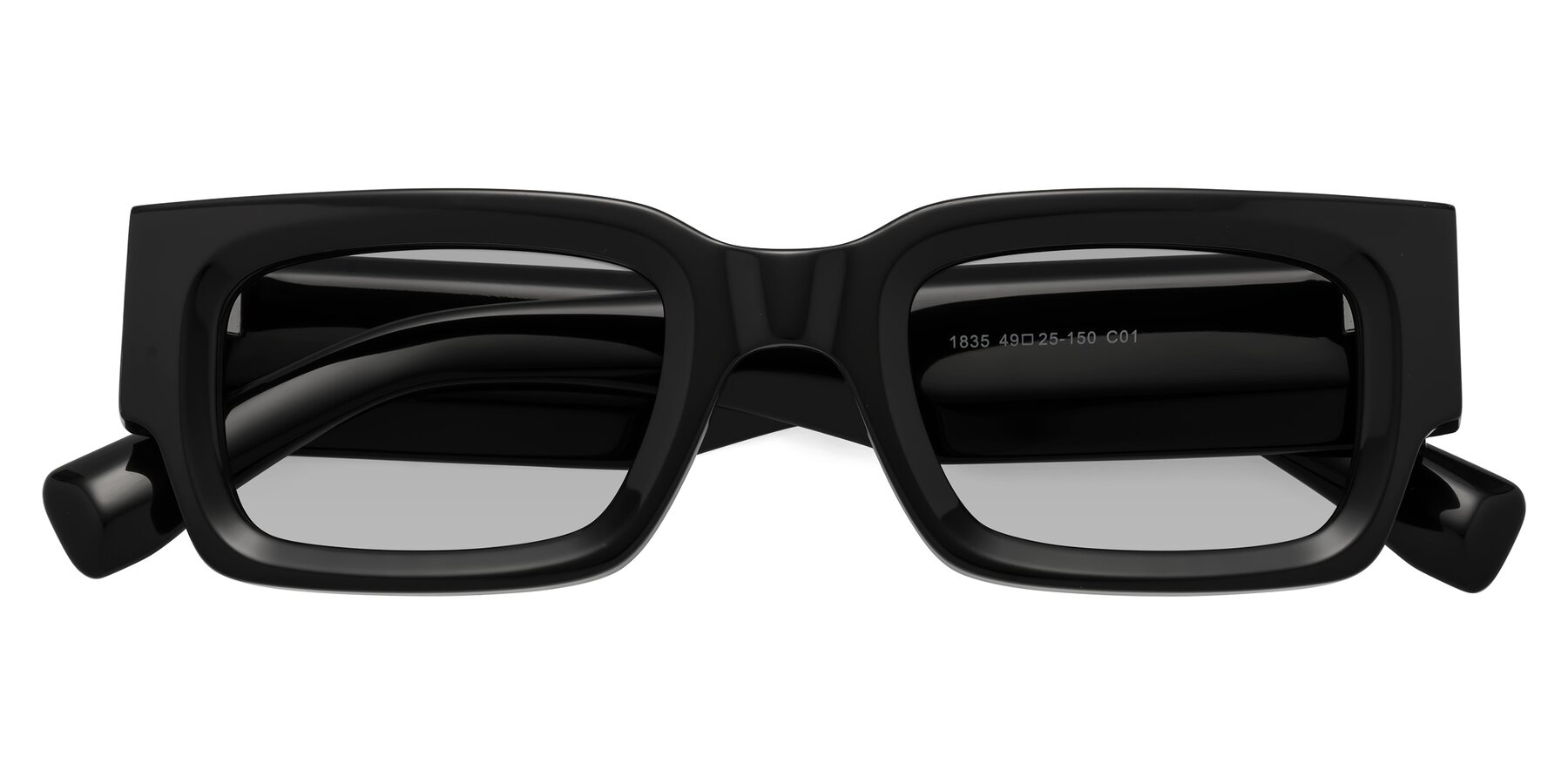 Folded Front of Kirn in Black with Light Gray Tinted Lenses
