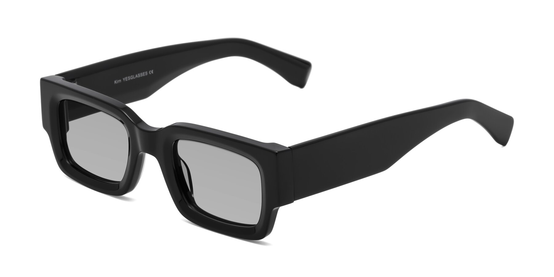 Angle of Kirn in Black with Light Gray Tinted Lenses
