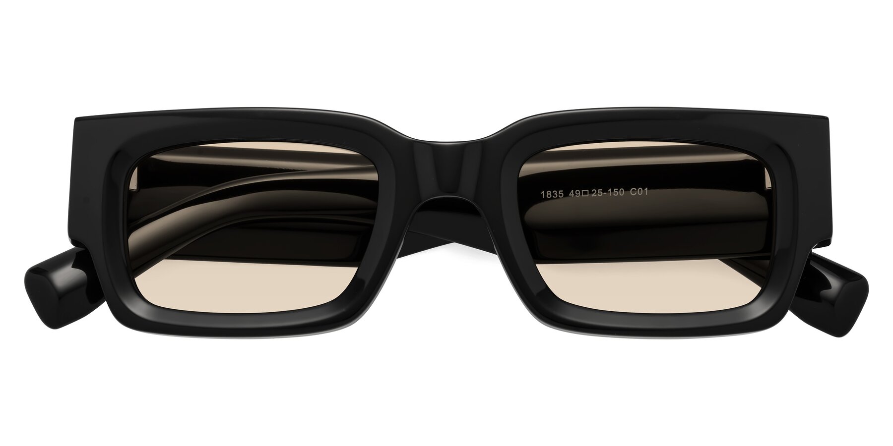 Folded Front of Kirn in Black with Light Brown Tinted Lenses