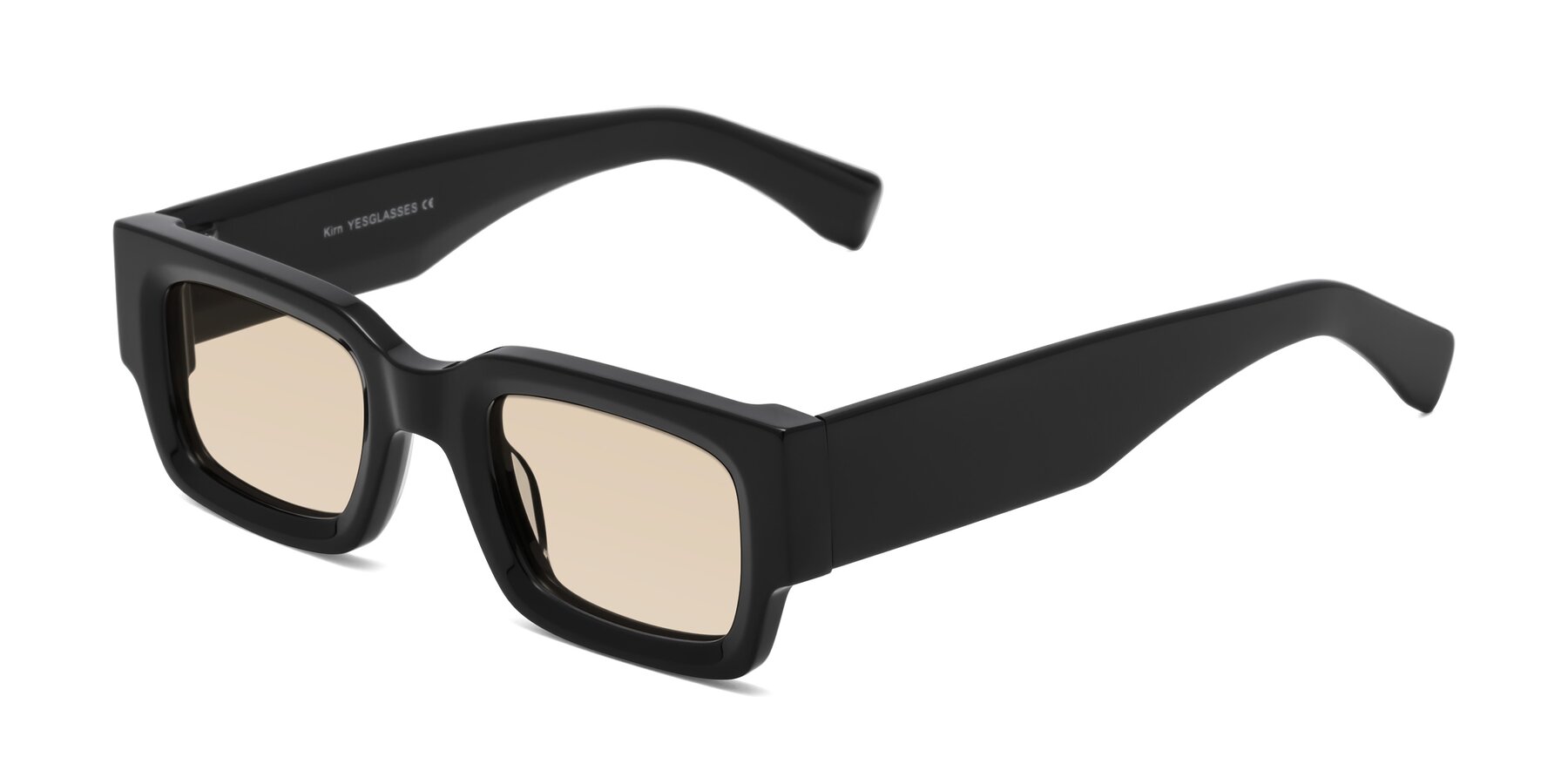 Angle of Kirn in Black with Light Brown Tinted Lenses