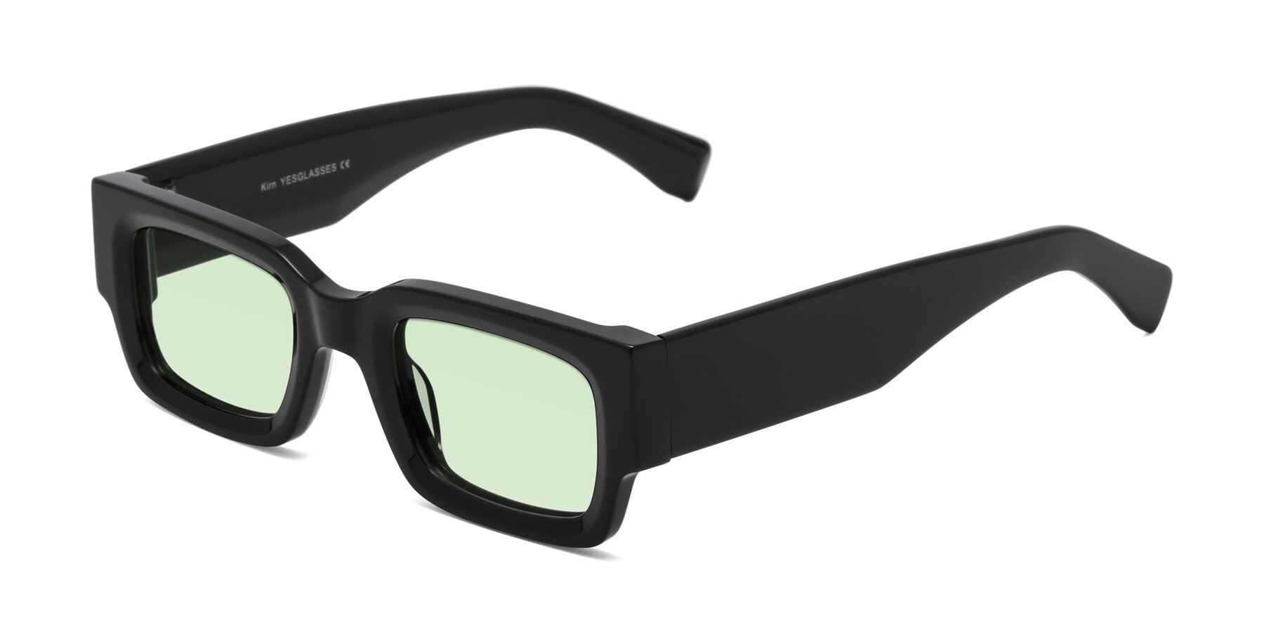 Angle of Kirn in Black with Light Green Tinted Lenses