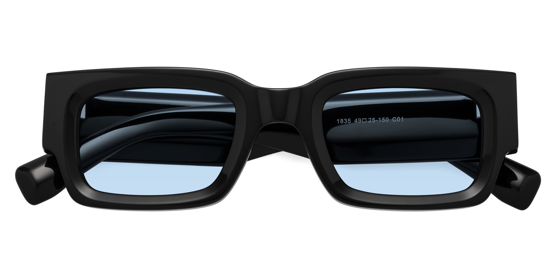 Folded Front of Kirn in Black with Light Blue Tinted Lenses