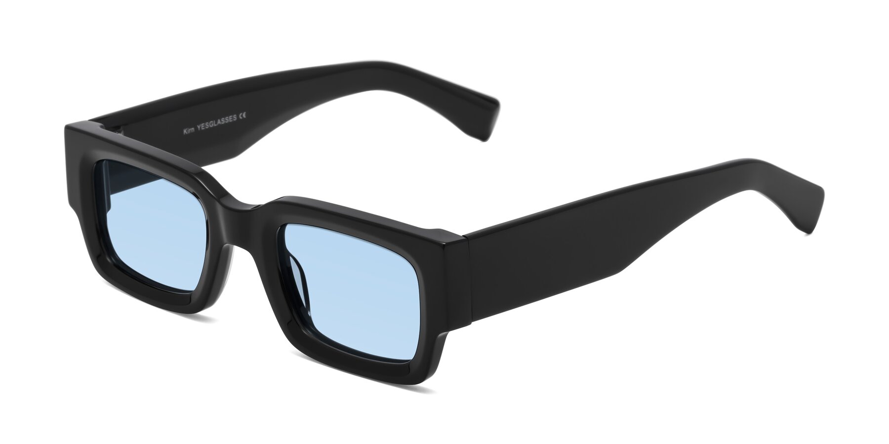 Angle of Kirn in Black with Light Blue Tinted Lenses