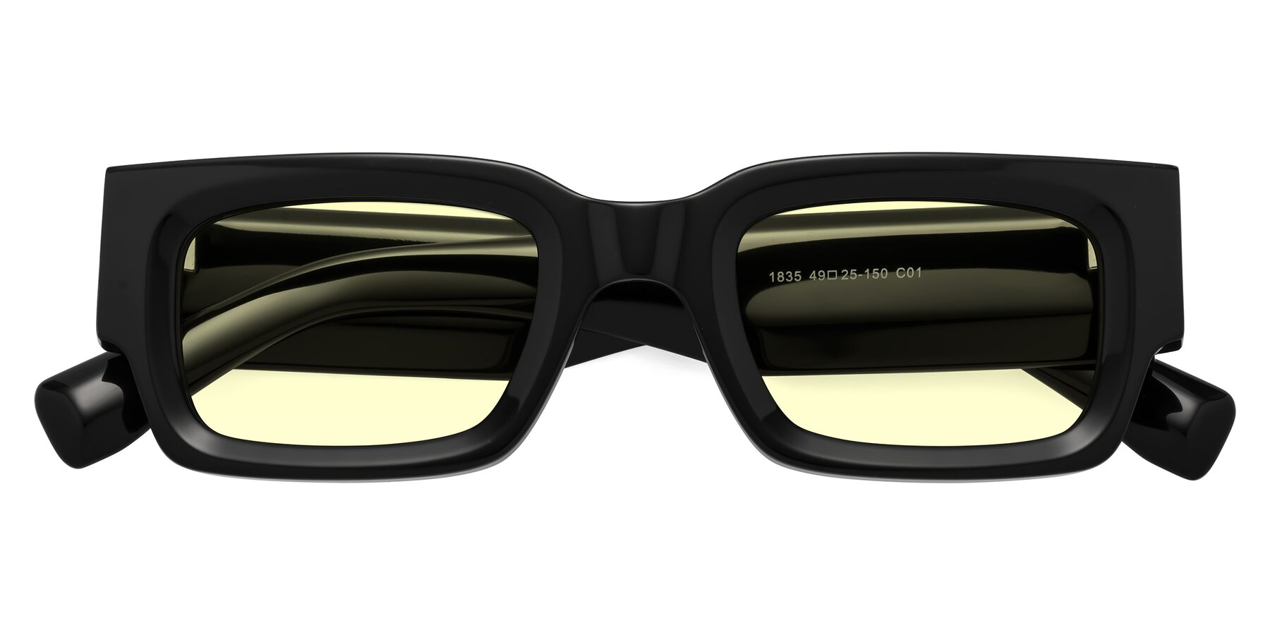 Folded Front of Kirn in Black with Light Yellow Tinted Lenses
