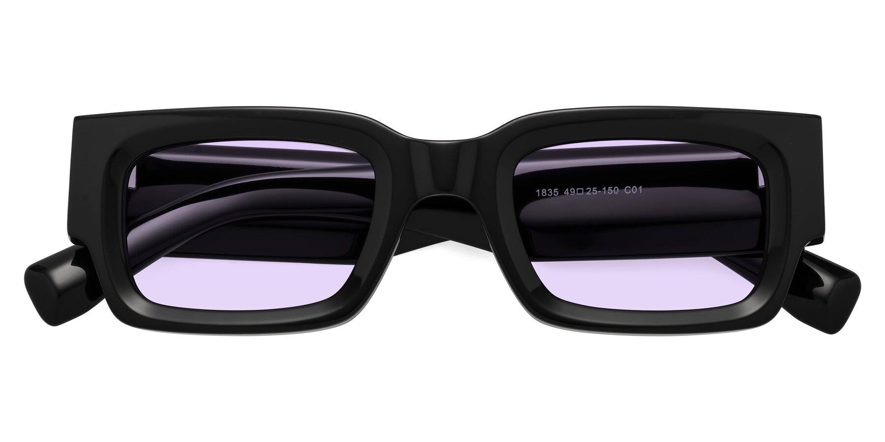 Folded Front of Kirn in Black with Light Purple Tinted Lenses