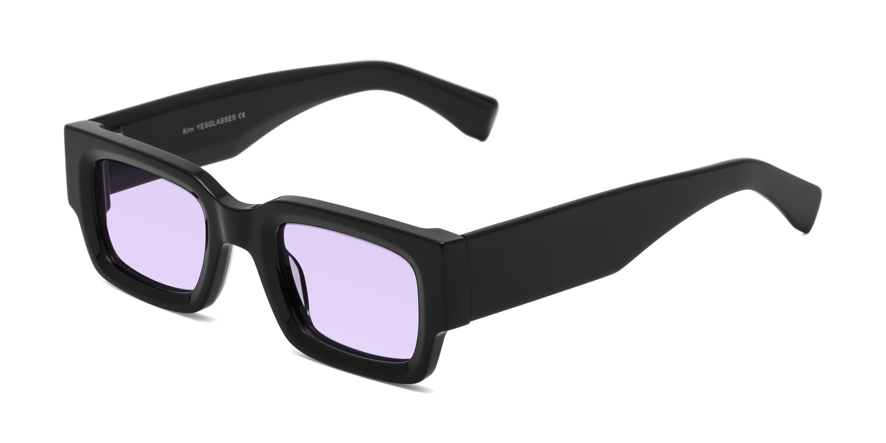 Angle of Kirn in Black with Light Purple Tinted Lenses
