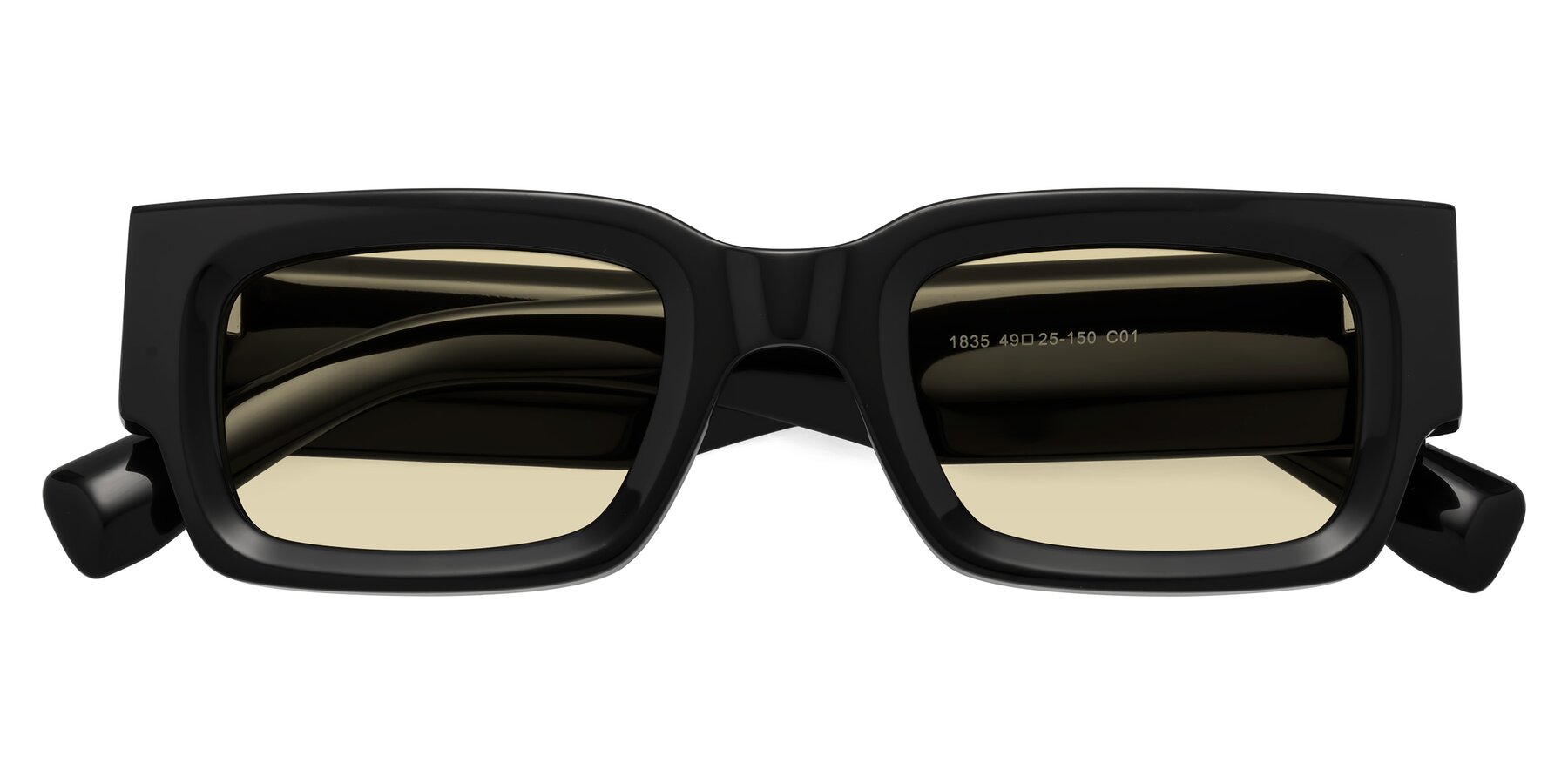 Folded Front of Kirn in Black with Light Champagne Tinted Lenses