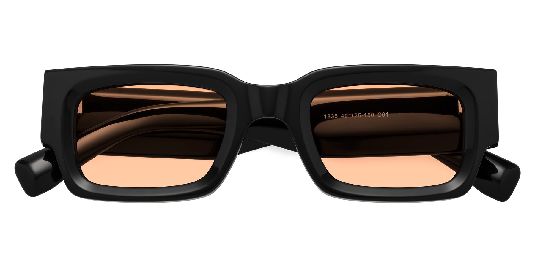 Folded Front of Kirn in Black with Light Orange Tinted Lenses