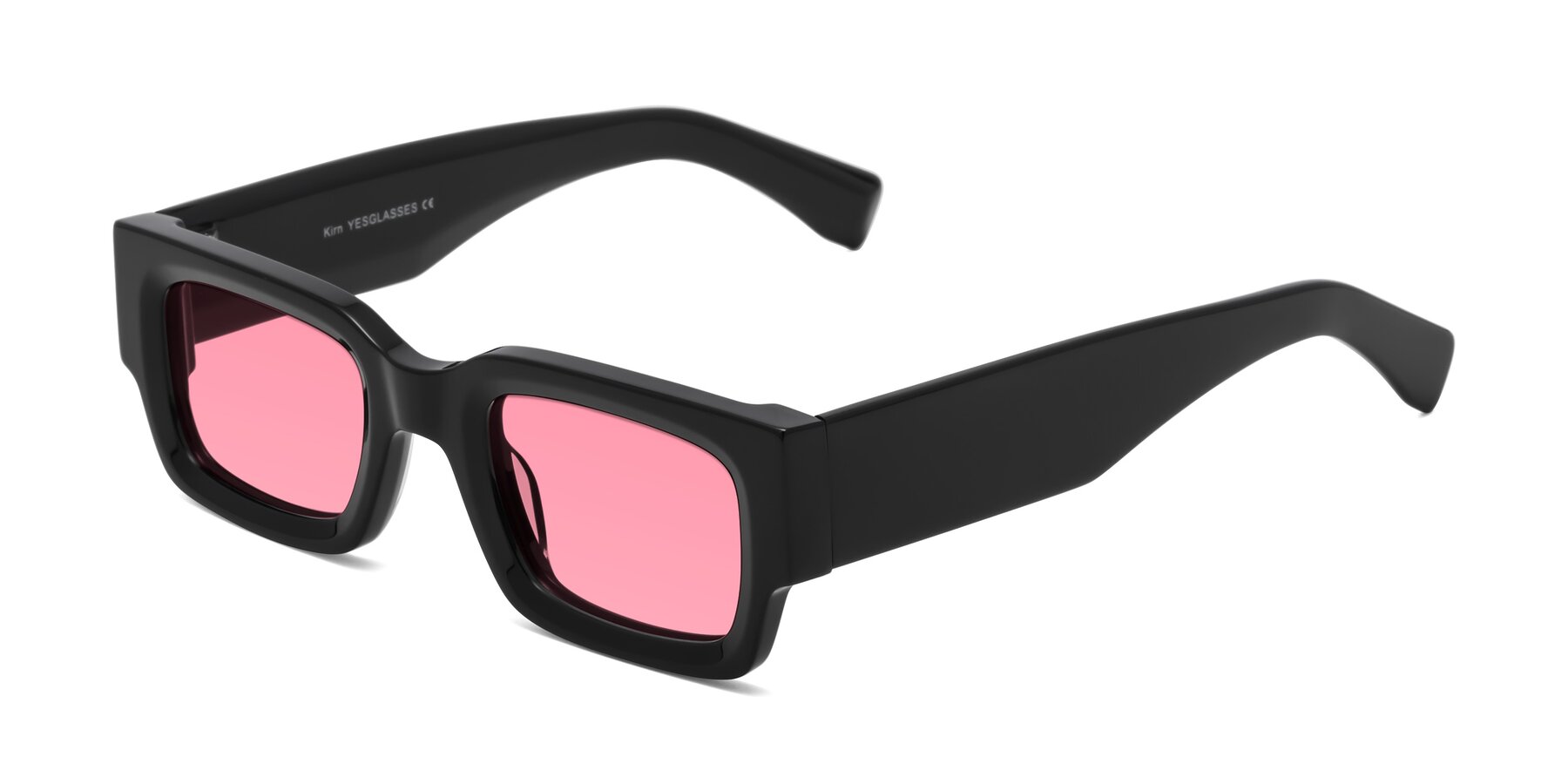 Angle of Kirn in Black with Pink Tinted Lenses