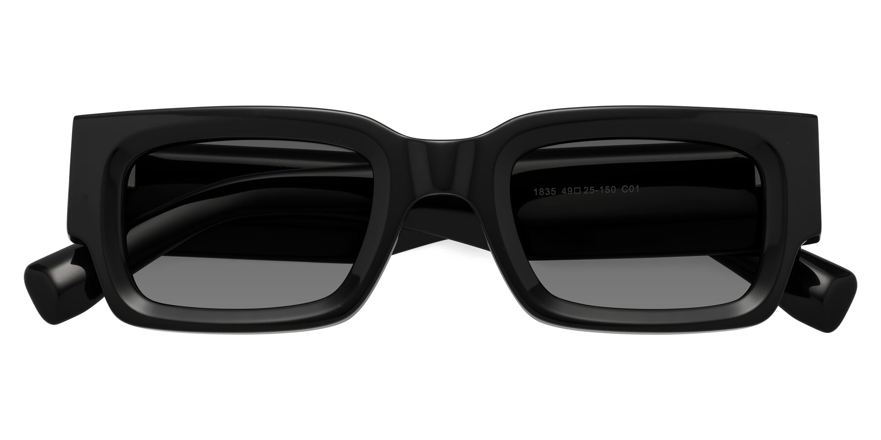 Folded Front of Kirn in Black with Medium Gray Tinted Lenses