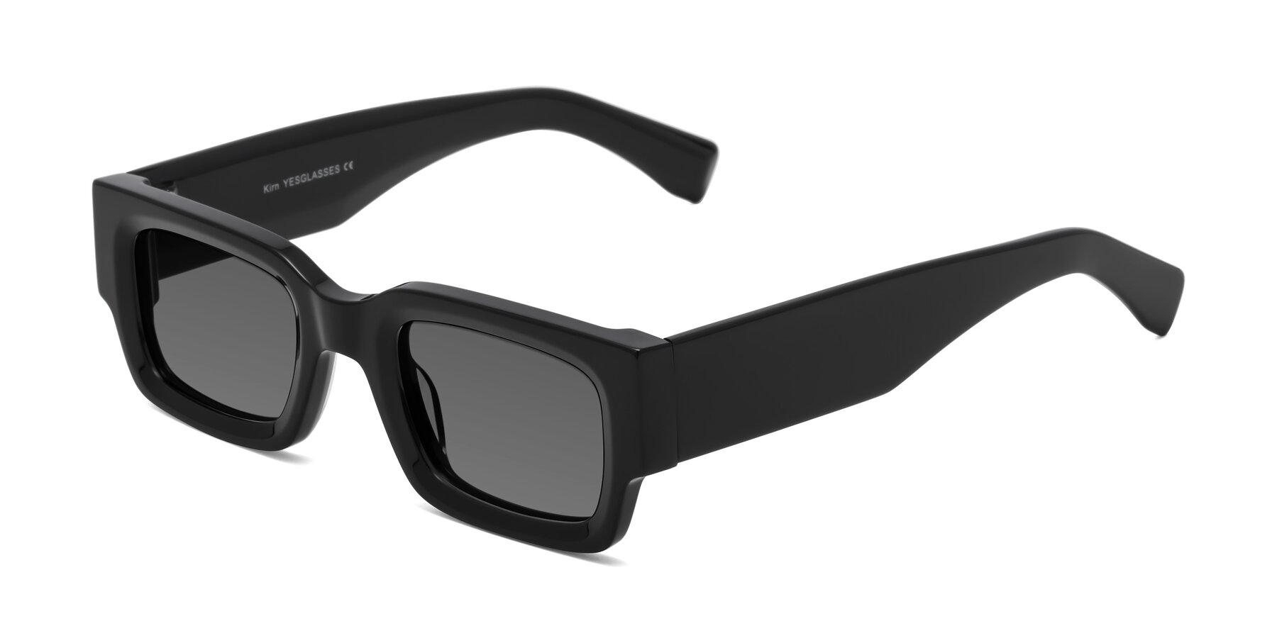 Angle of Kirn in Black with Medium Gray Tinted Lenses