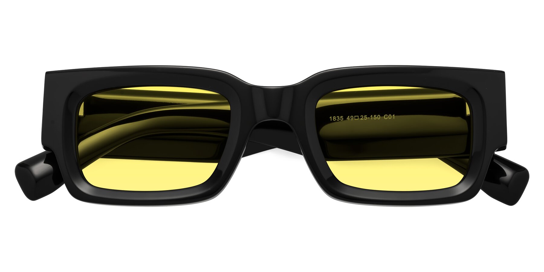Folded Front of Kirn in Black with Medium Yellow Tinted Lenses