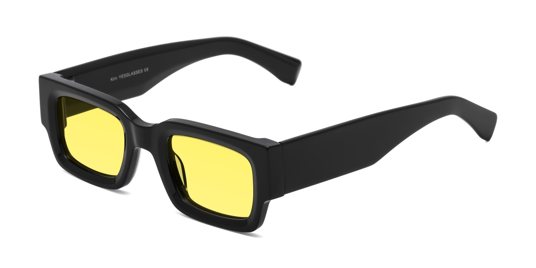 Angle of Kirn in Black with Medium Yellow Tinted Lenses