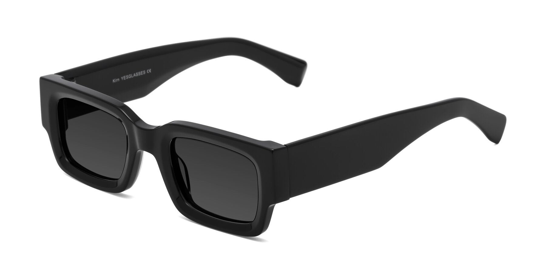 Angle of Kirn in Black with Gray Tinted Lenses