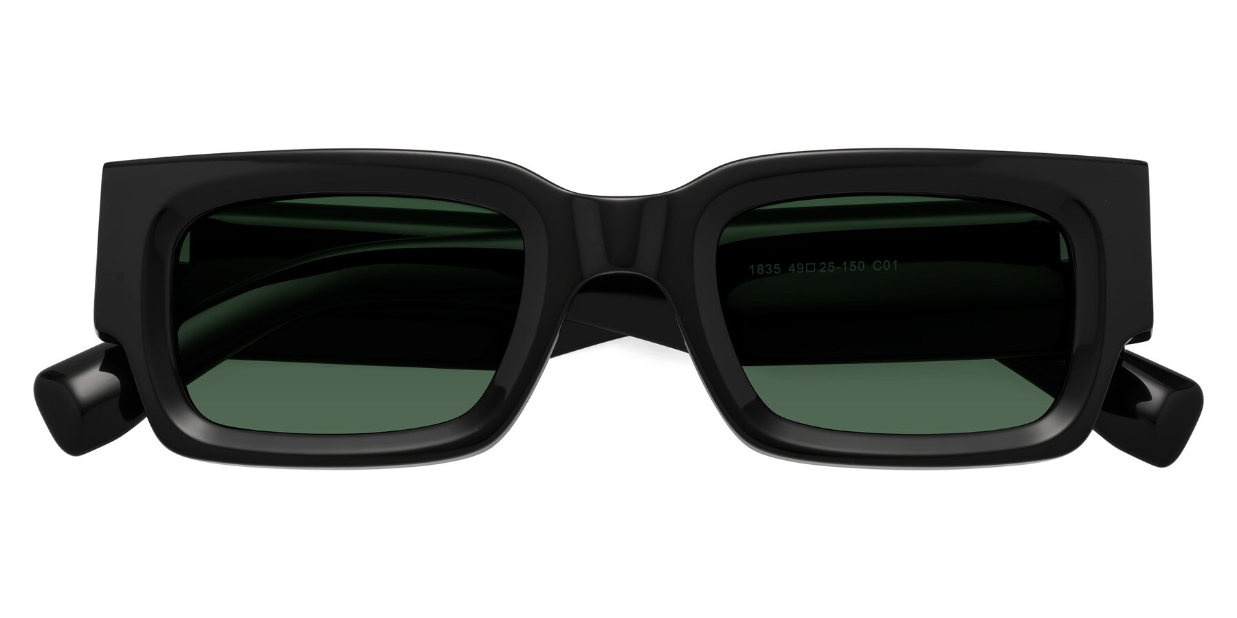 Folded Front of Kirn in Black with Green Tinted Lenses
