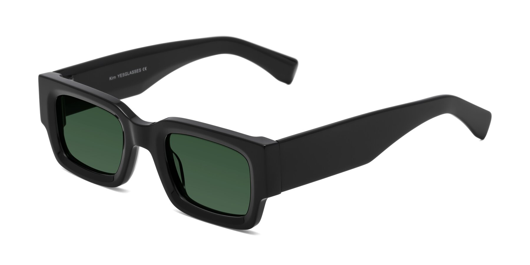 Angle of Kirn in Black with Green Tinted Lenses