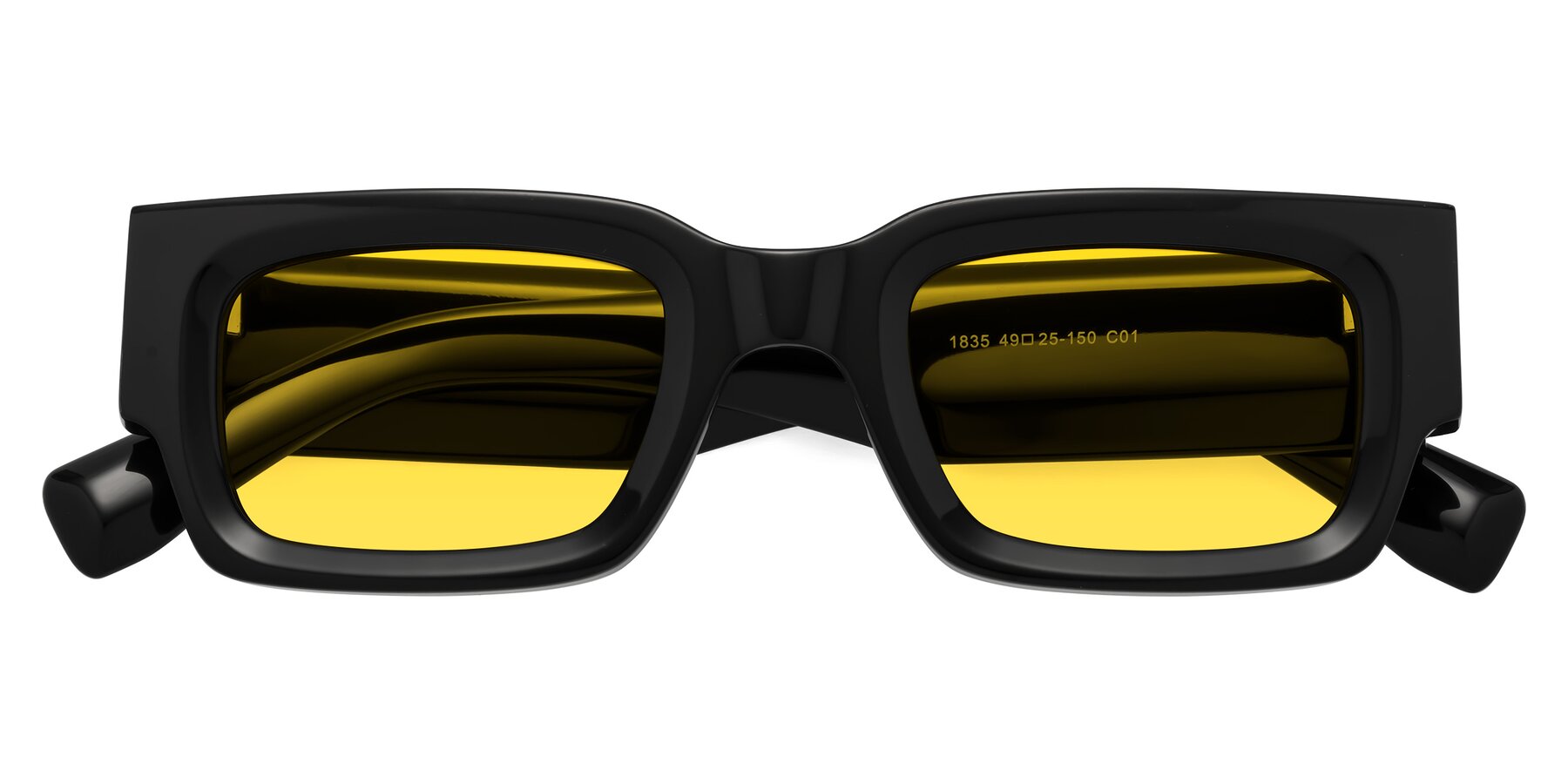 Folded Front of Kirn in Black with Yellow Tinted Lenses