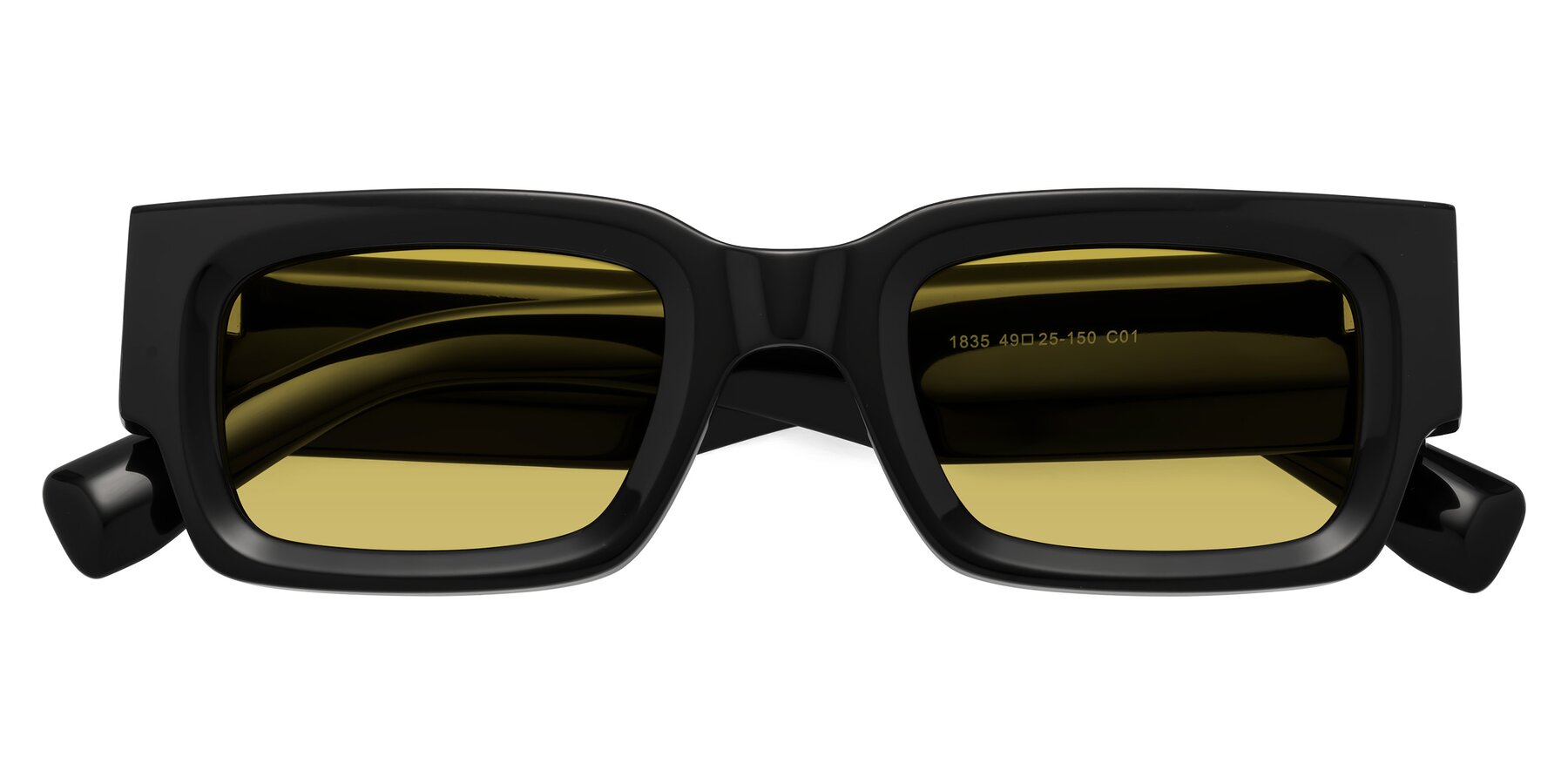 Folded Front of Kirn in Black with Champagne Tinted Lenses