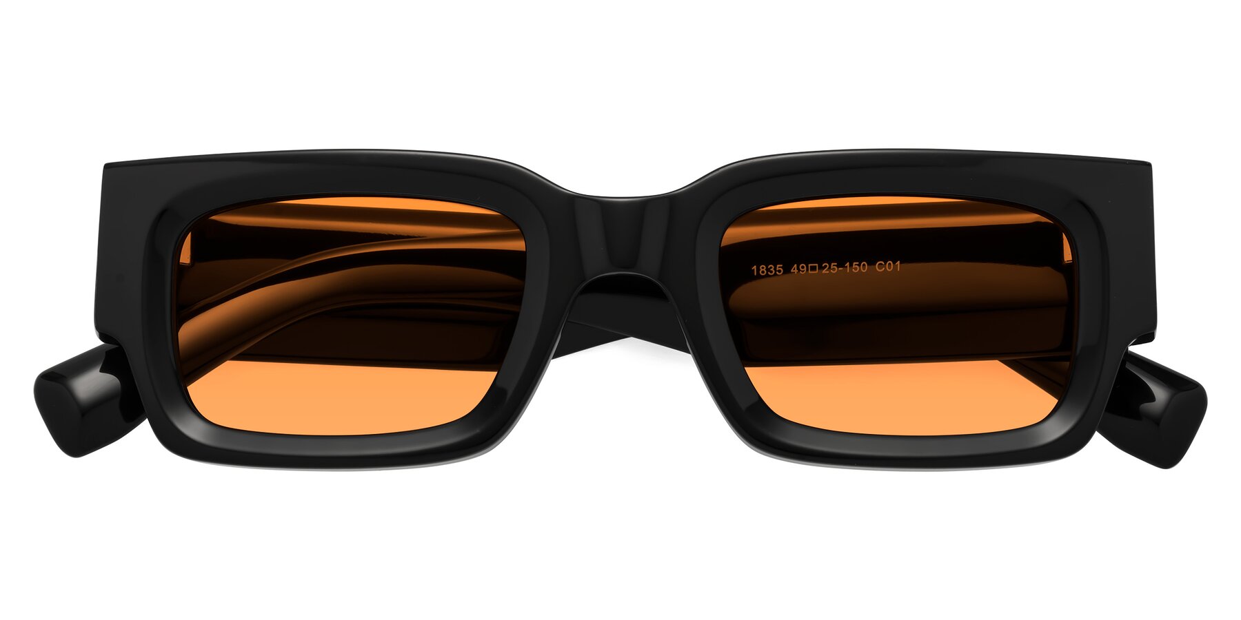 Folded Front of Kirn in Black with Orange Tinted Lenses