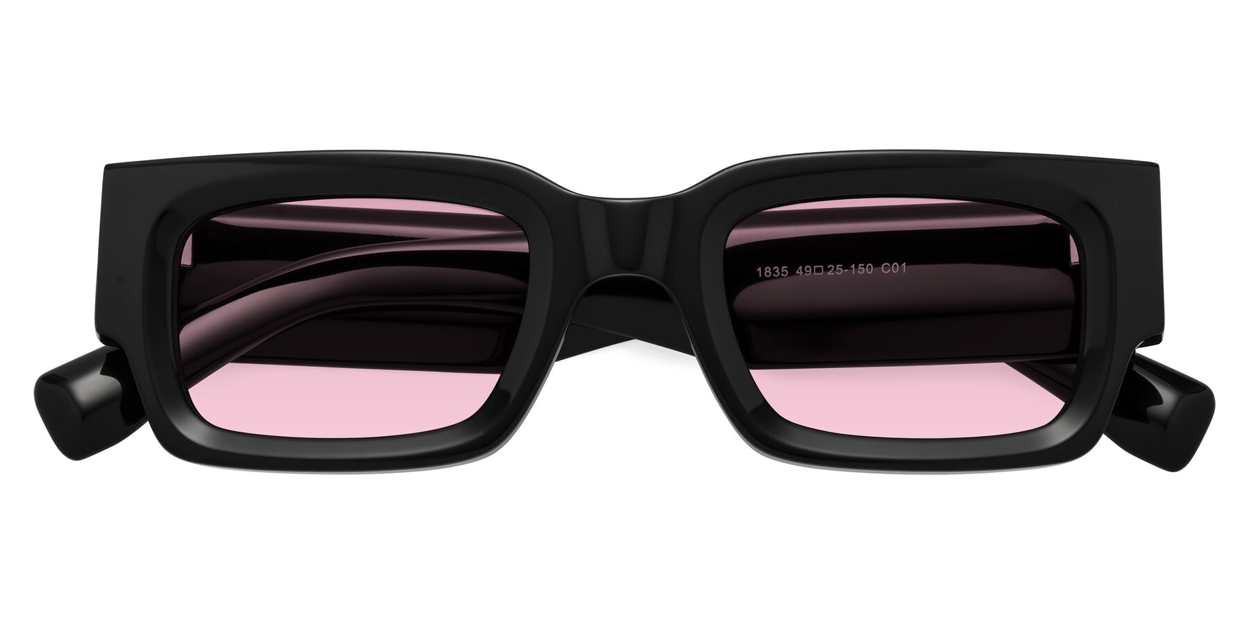 Folded Front of Kirn in Black with Light Wine Tinted Lenses