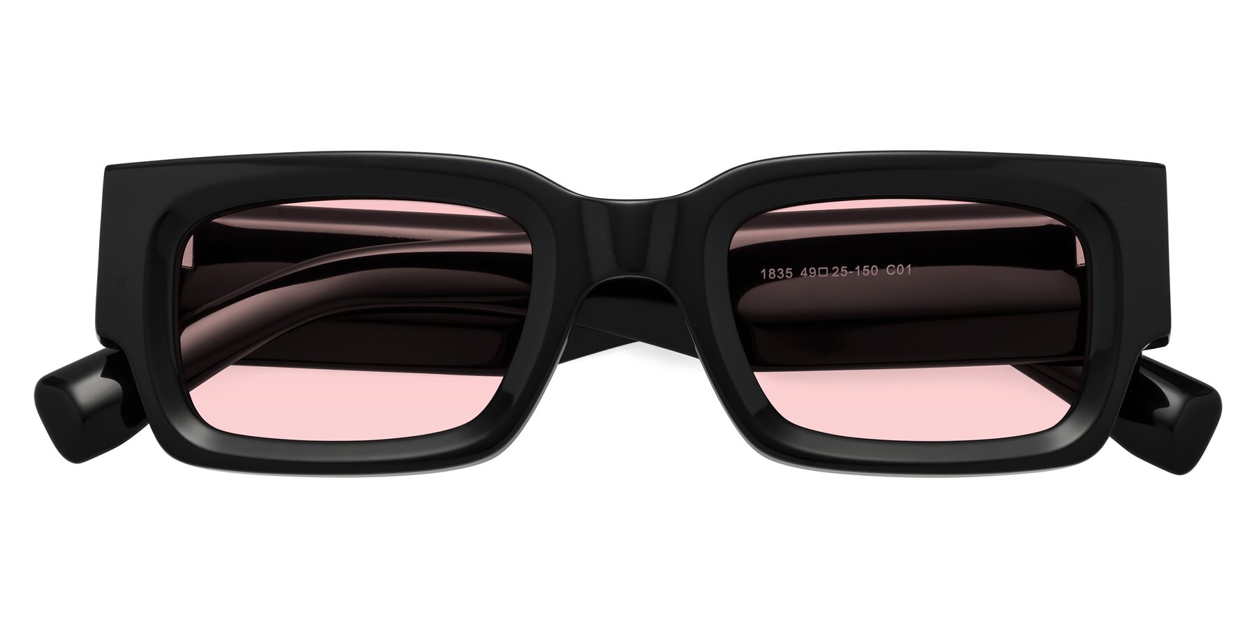 Folded Front of Kirn in Black with Light Garnet Tinted Lenses