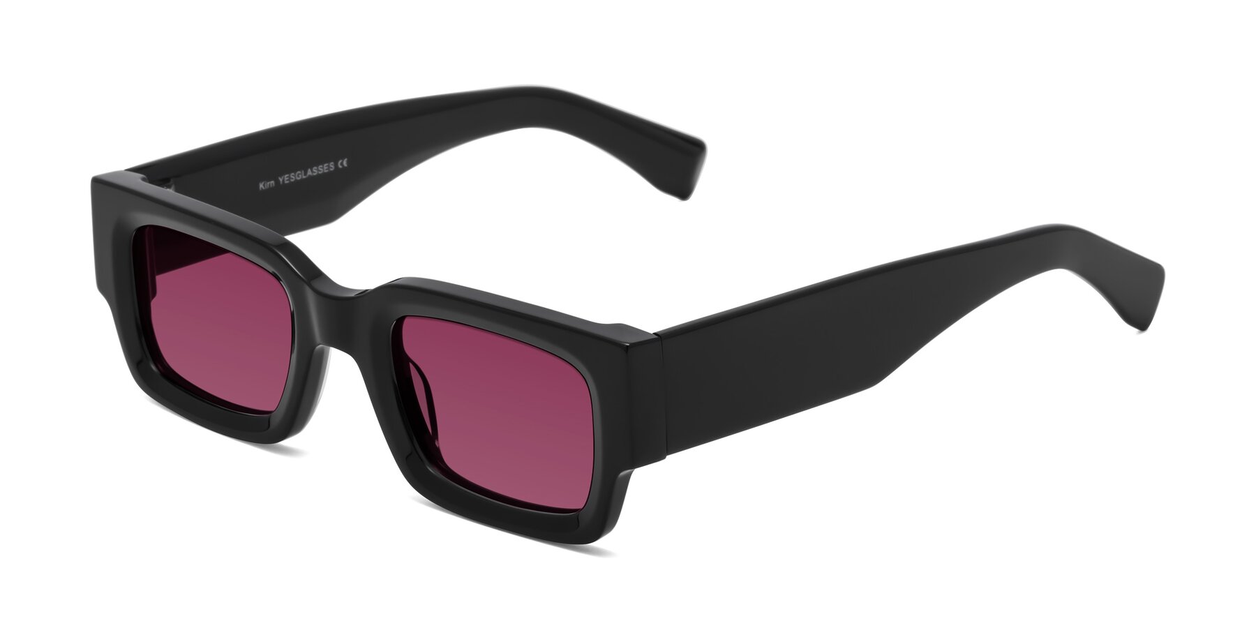 Angle of Kirn in Black with Wine Tinted Lenses