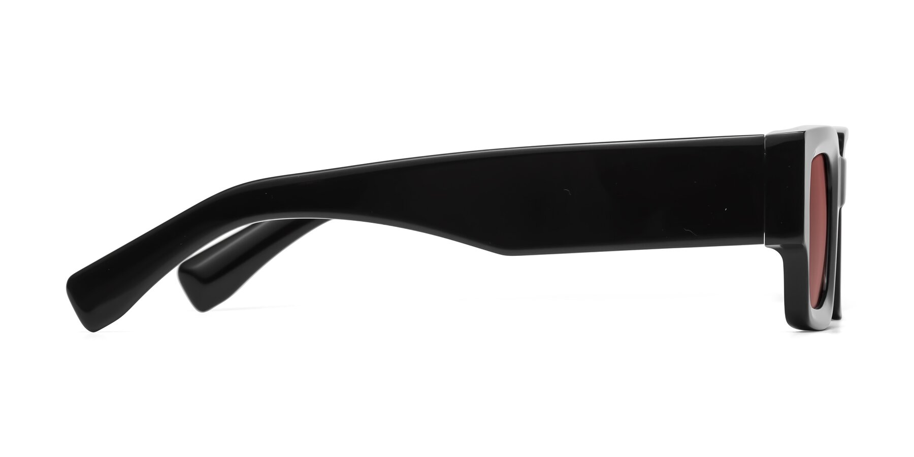 Side of Kirn in Black with Garnet Tinted Lenses