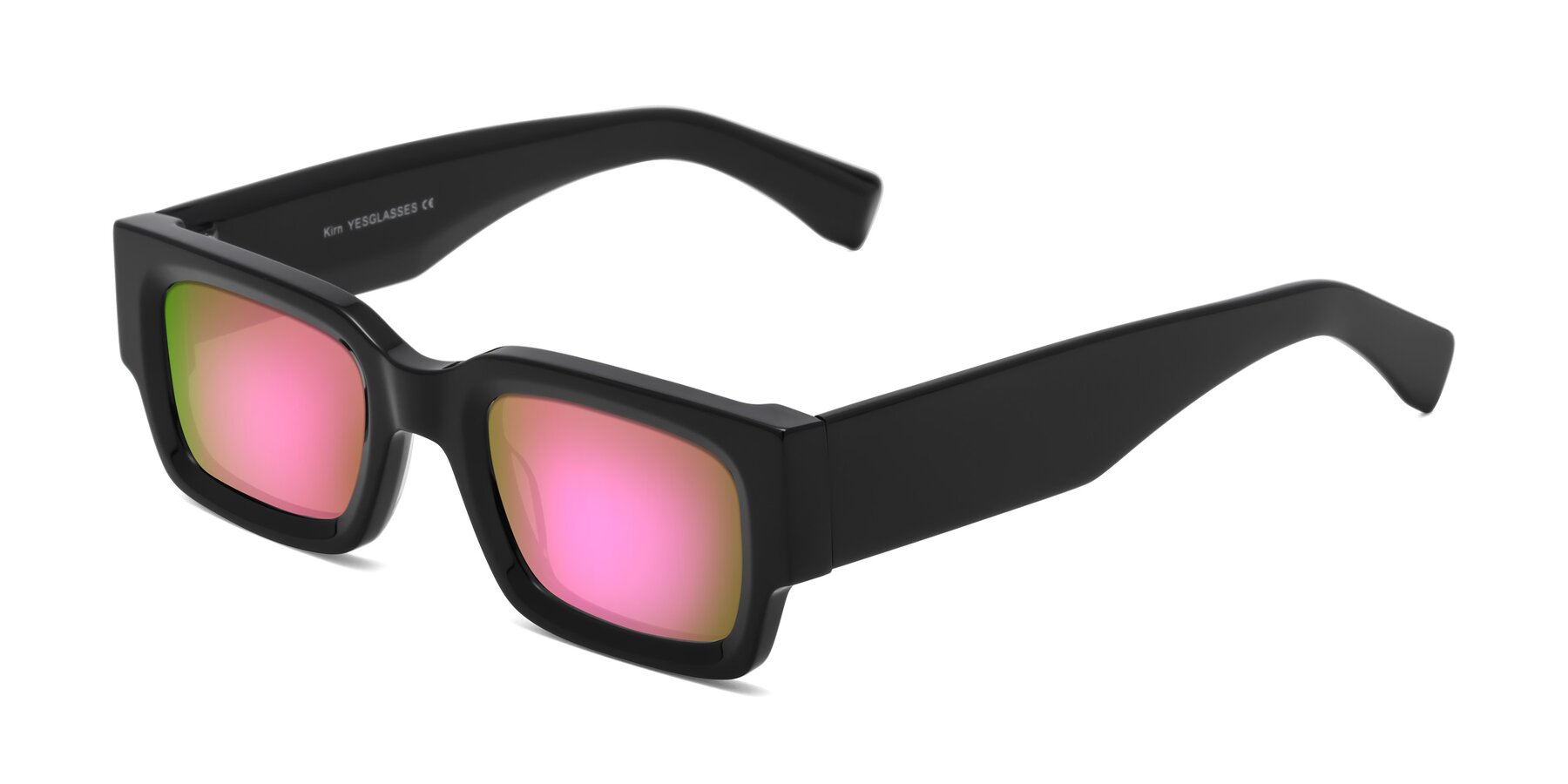 Angle of Kirn in Black with Pink Mirrored Lenses
