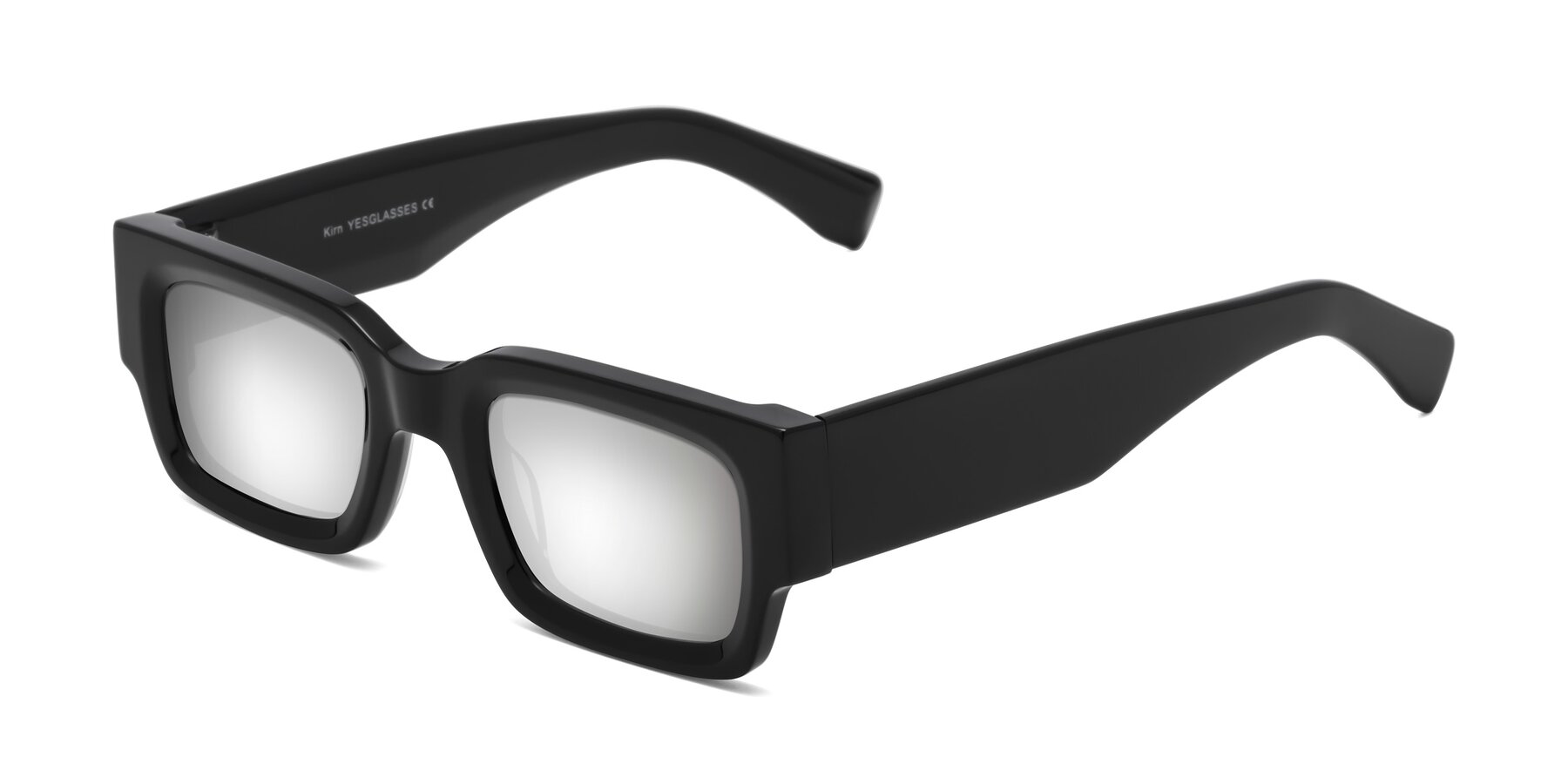 Angle of Kirn in Black with Silver Mirrored Lenses