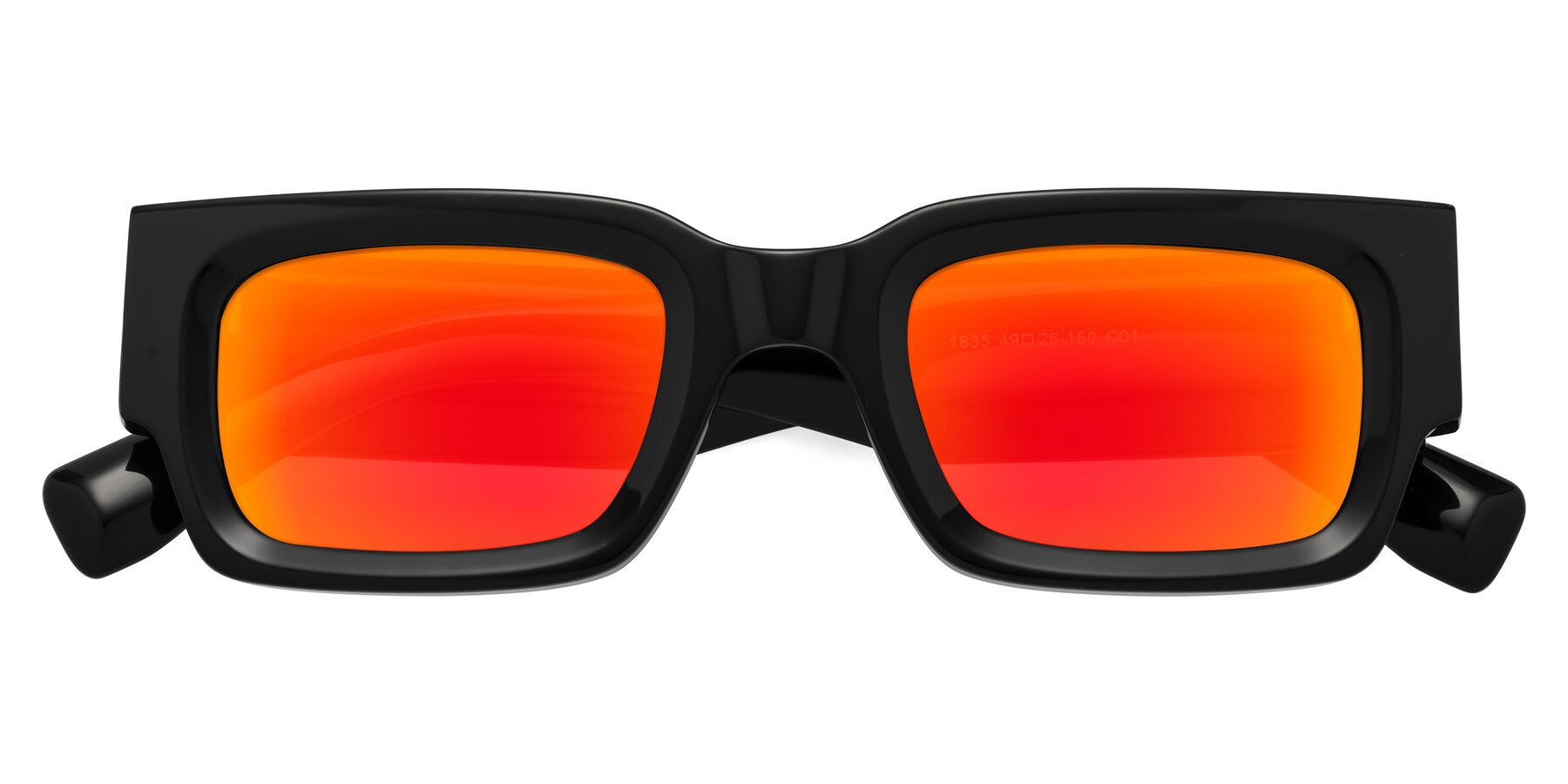 Folded Front of Kirn in Black with Red Gold Mirrored Lenses