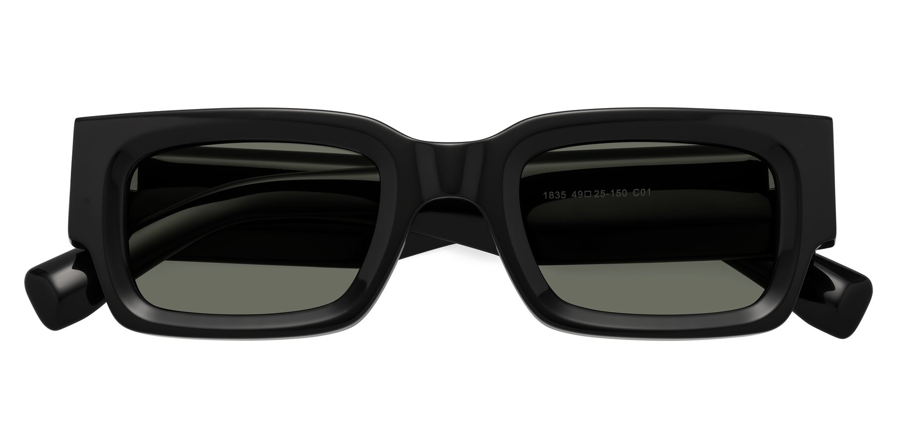 Folded Front of Kirn in Black with Gray Polarized Lenses