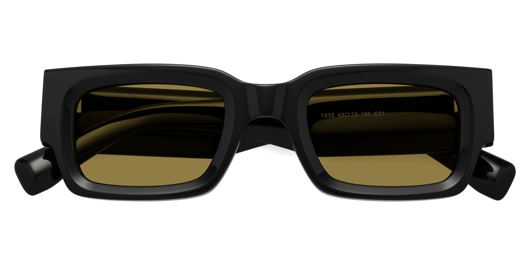 Folded Front of Kirn in Black with Brown Polarized Lenses