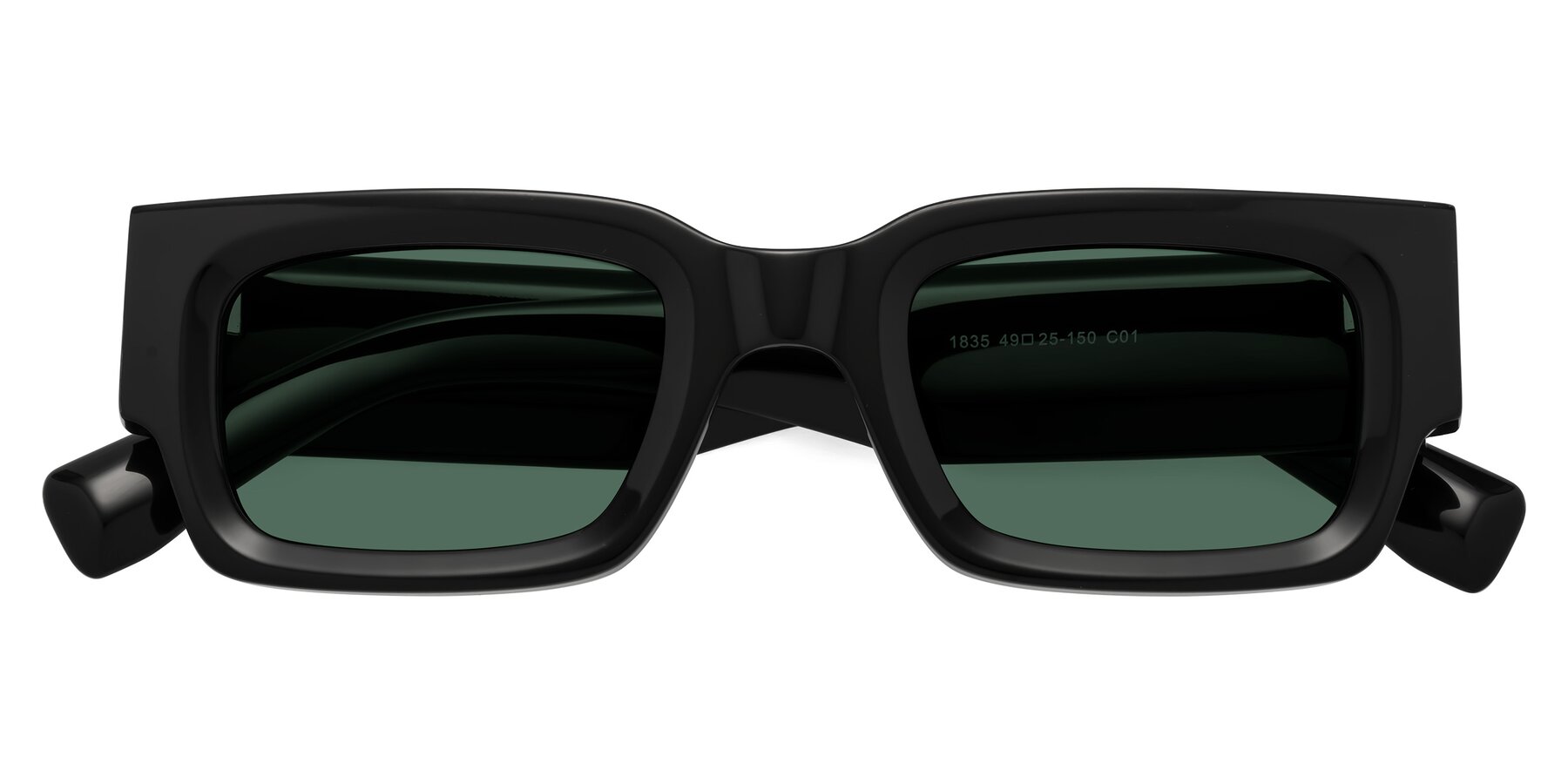 Folded Front of Kirn in Black with Green Polarized Lenses