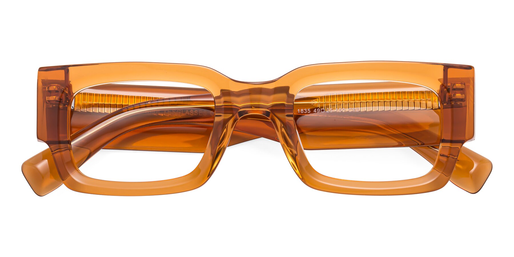Folded Front of Kirn in Maple Syrup with Clear Reading Eyeglass Lenses