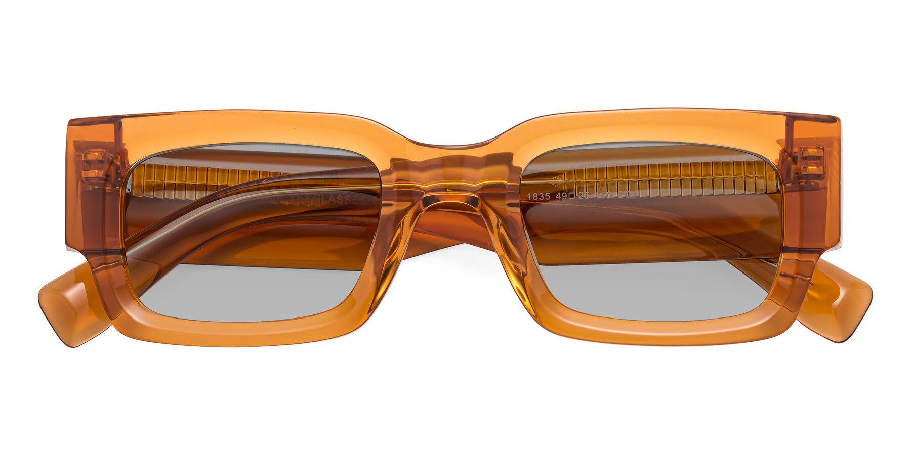Folded Front of Kirn in Maple Syrup with Light Gray Tinted Lenses