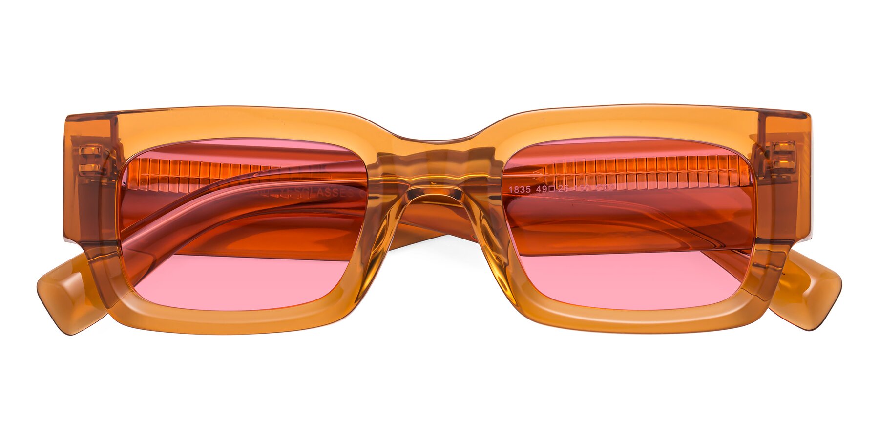 Folded Front of Kirn in Maple Syrup with Pink Tinted Lenses