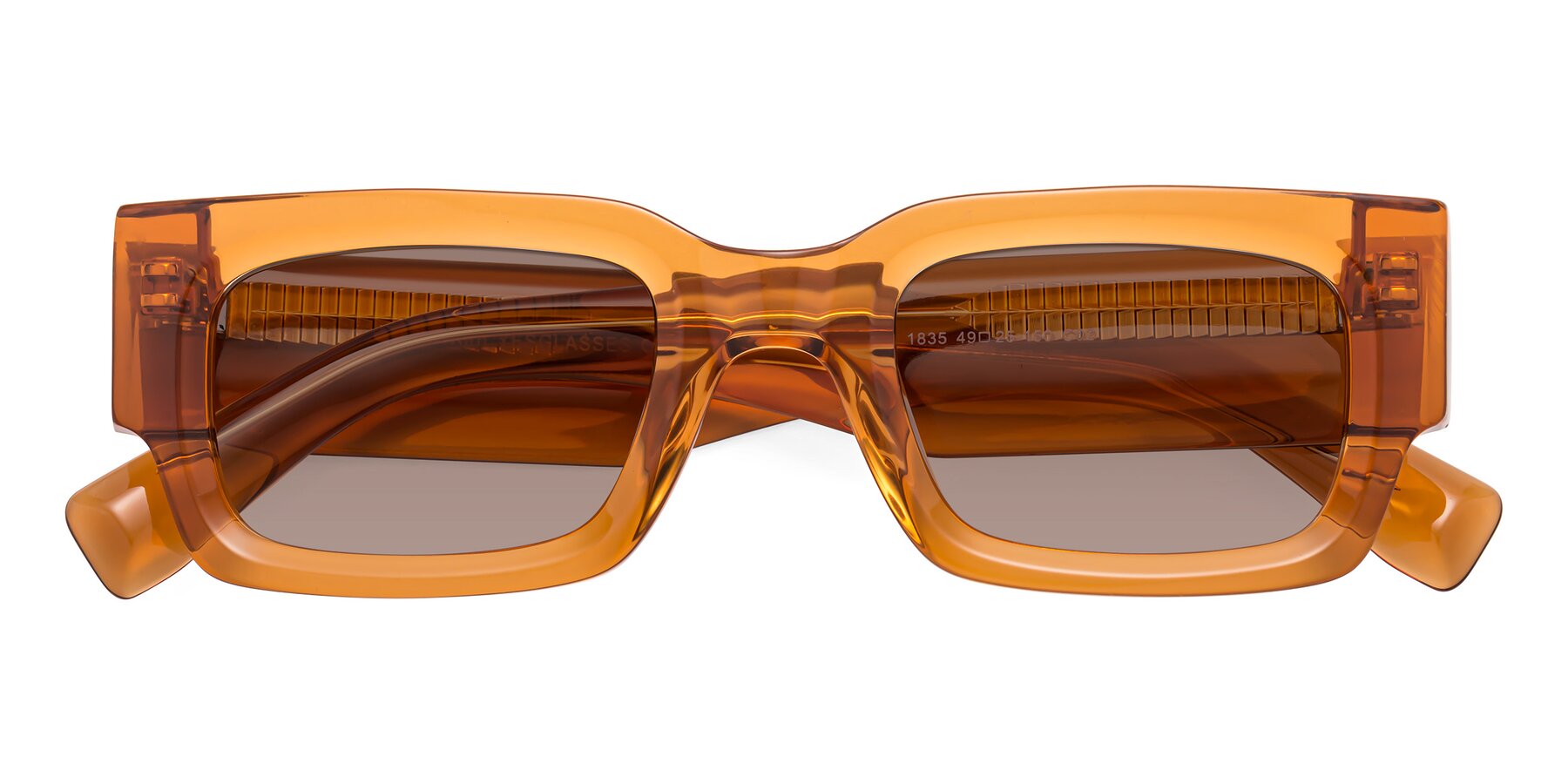 Folded Front of Kirn in Maple Syrup with Medium Brown Tinted Lenses