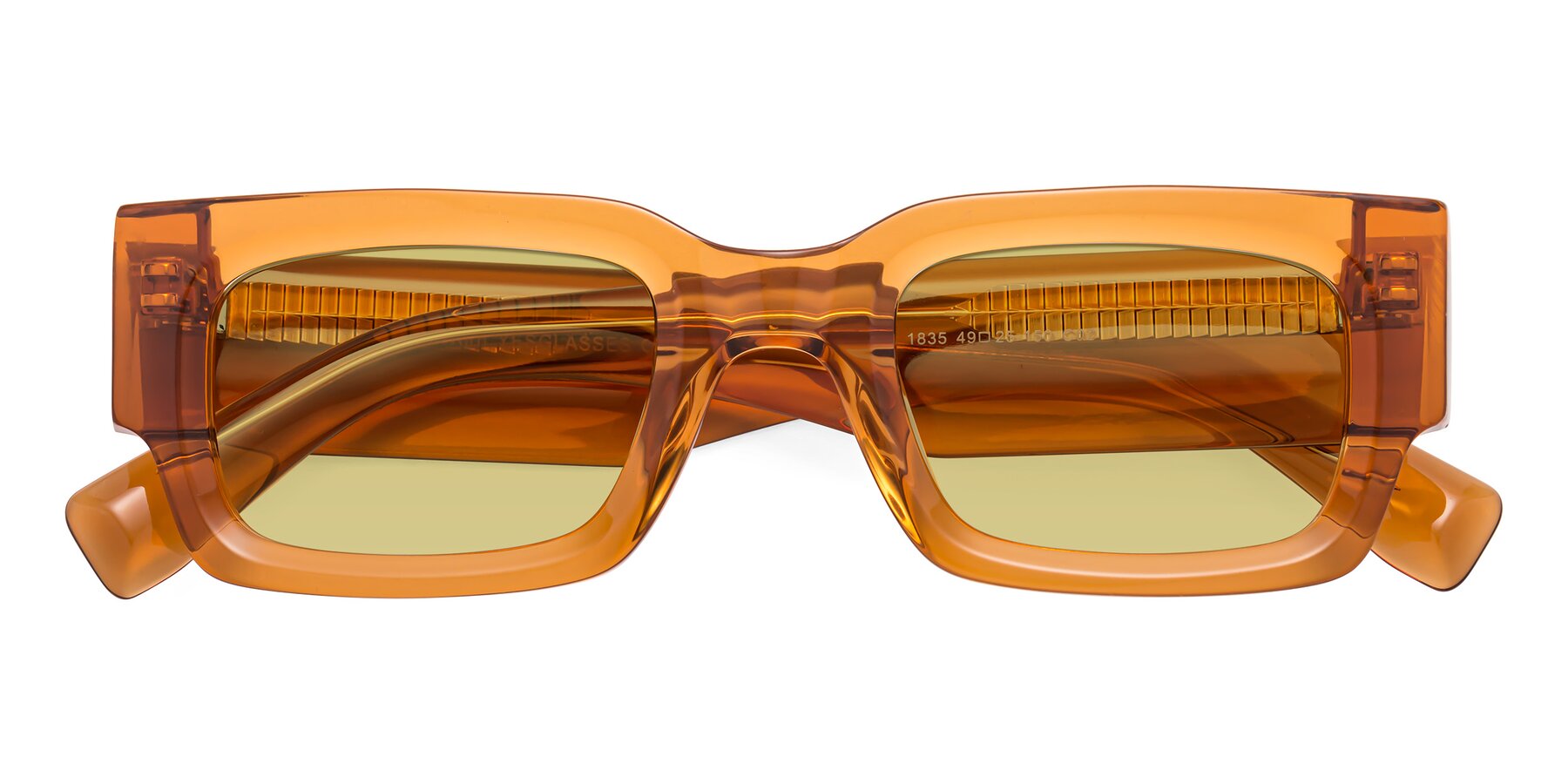 Folded Front of Kirn in Maple Syrup with Medium Champagne Tinted Lenses