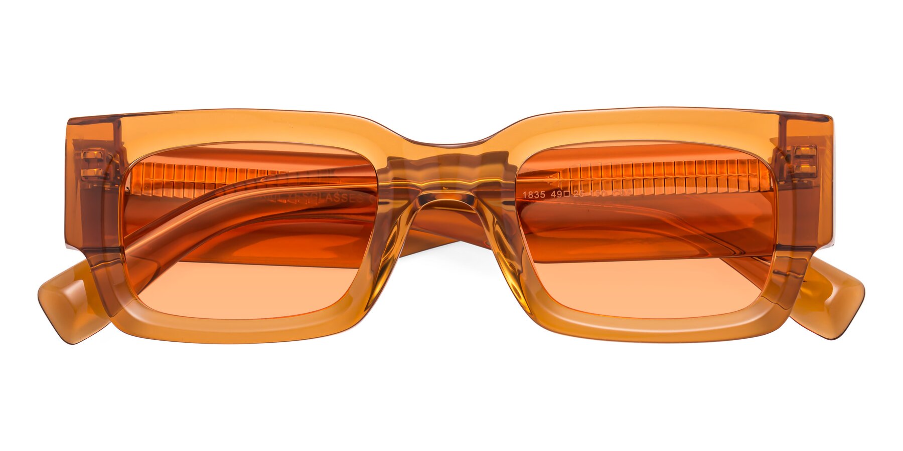 Folded Front of Kirn in Maple Syrup with Medium Orange Tinted Lenses