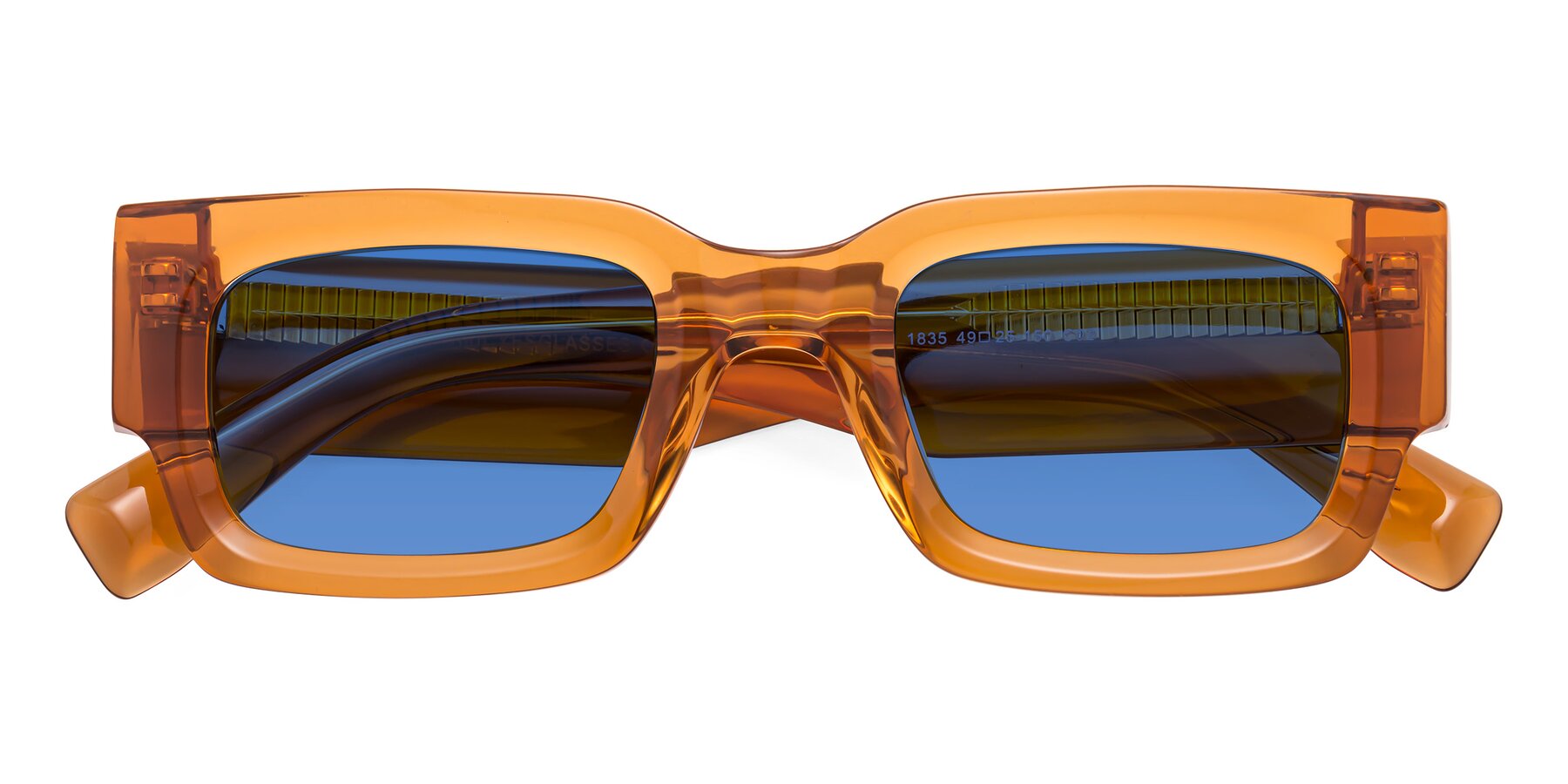 Folded Front of Kirn in Maple Syrup with Blue Tinted Lenses