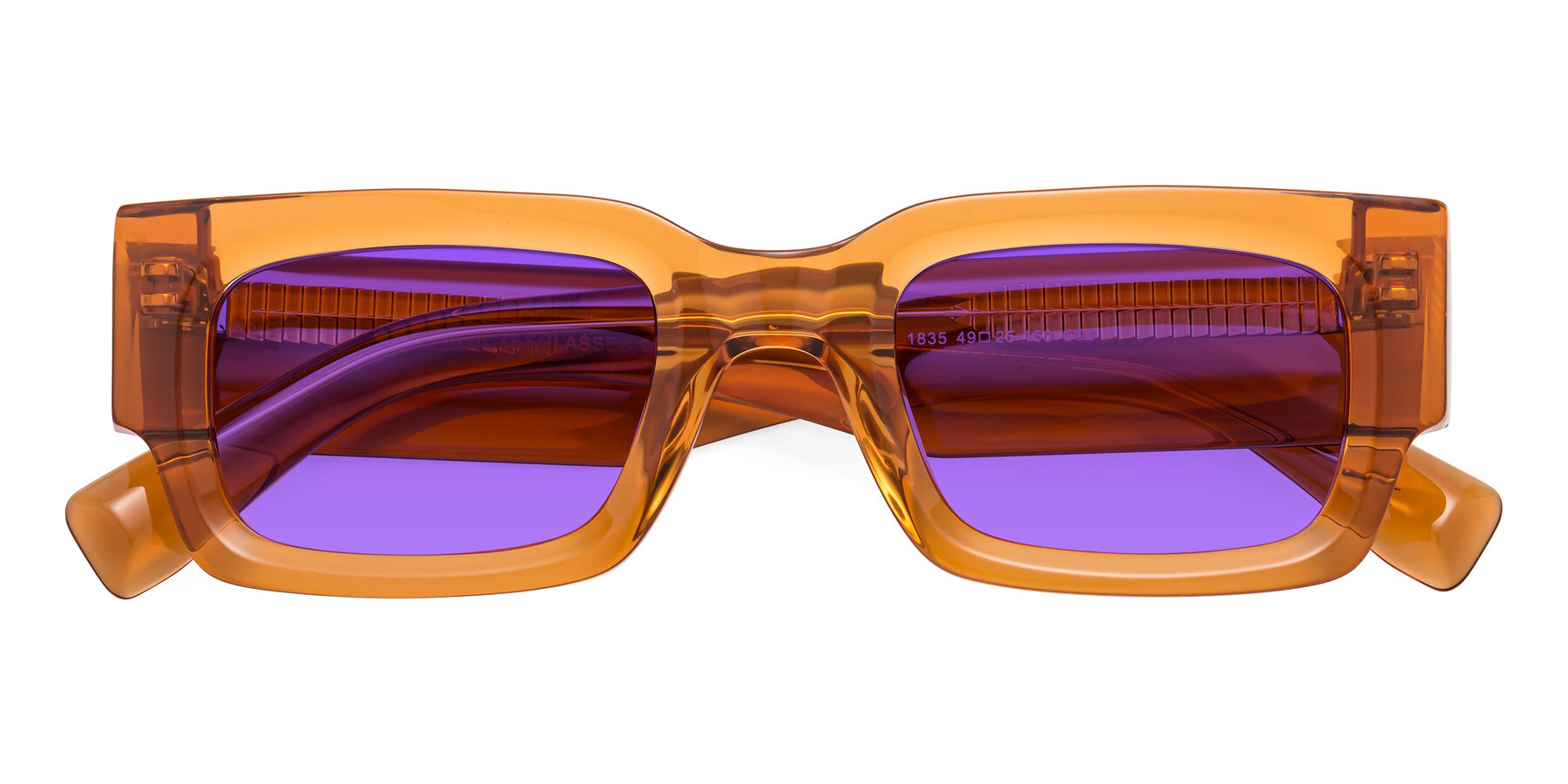 Folded Front of Kirn in Maple Syrup with Purple Tinted Lenses